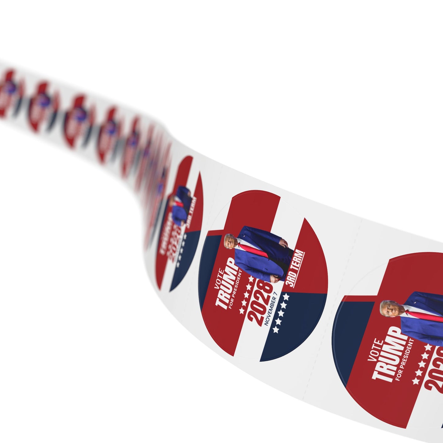 Vote Trump 2028 Round Sticker Rolls - Bold Political Campaign Labels