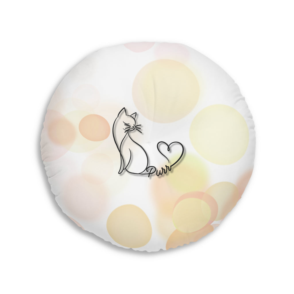 Purr Cat Floor Pillow – Minimalist Cat Lover Round Cushion