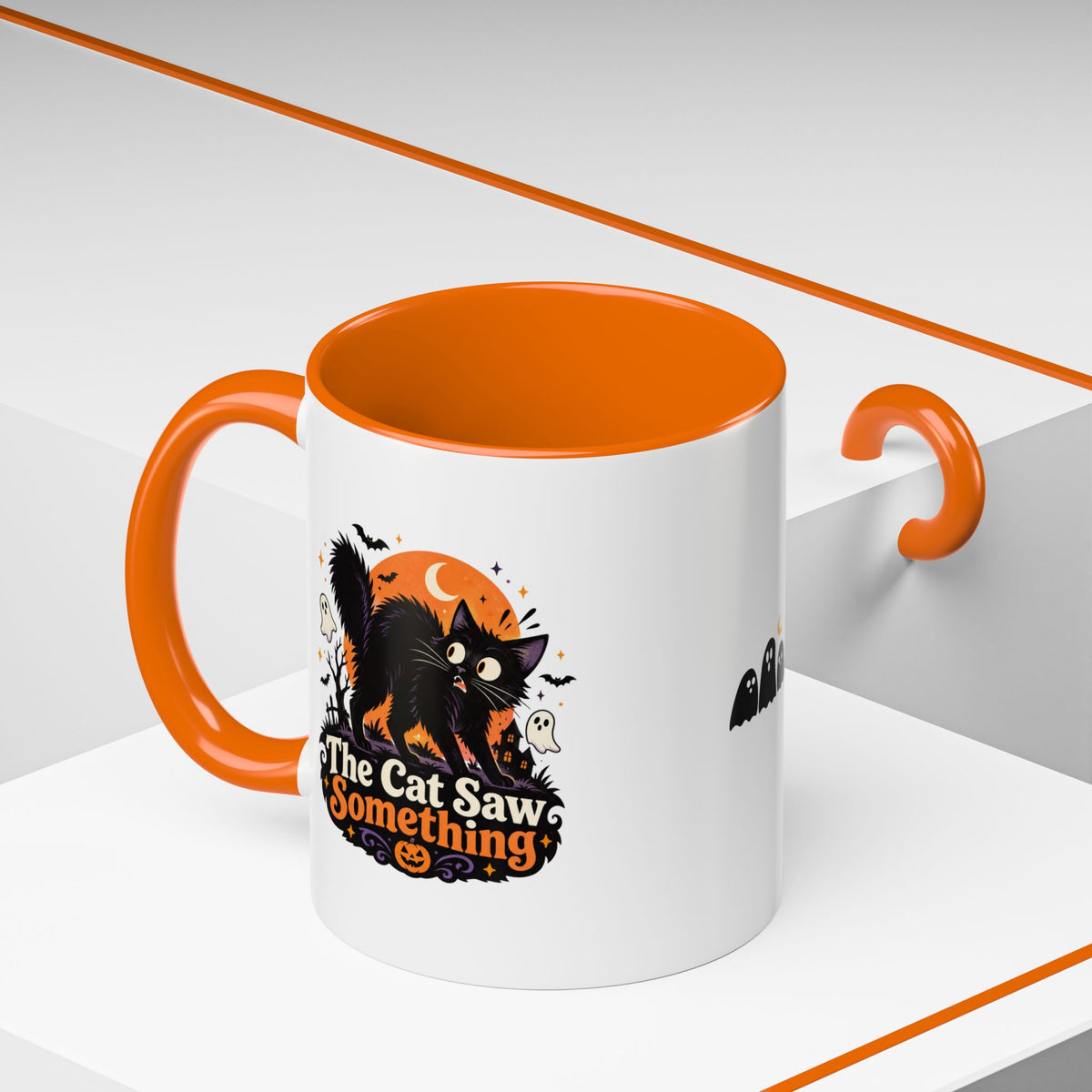 The Cat Saw Something Halloween Black Cat Accent Mug
