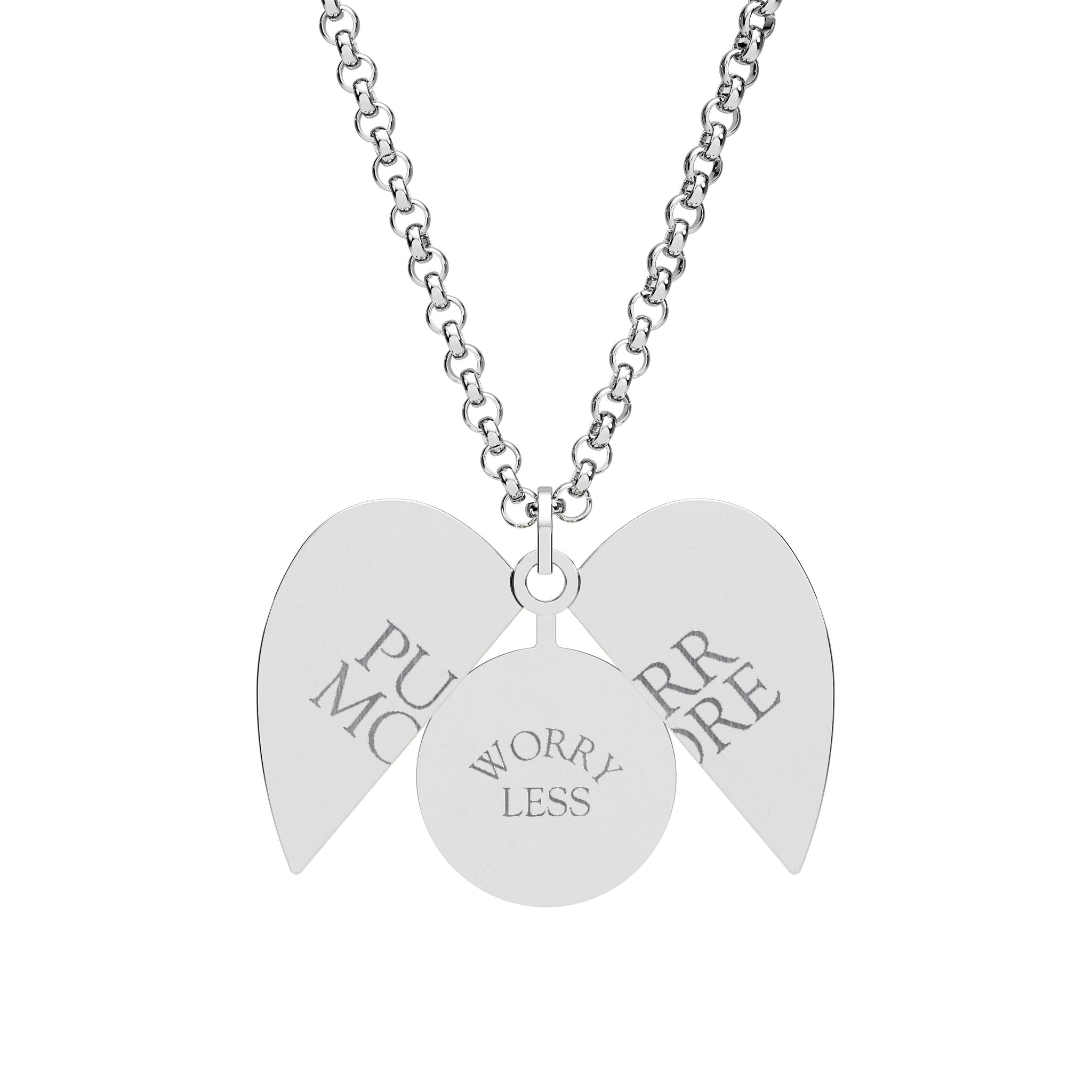 Purr More, Worry Less Hidden Message Heart Necklace