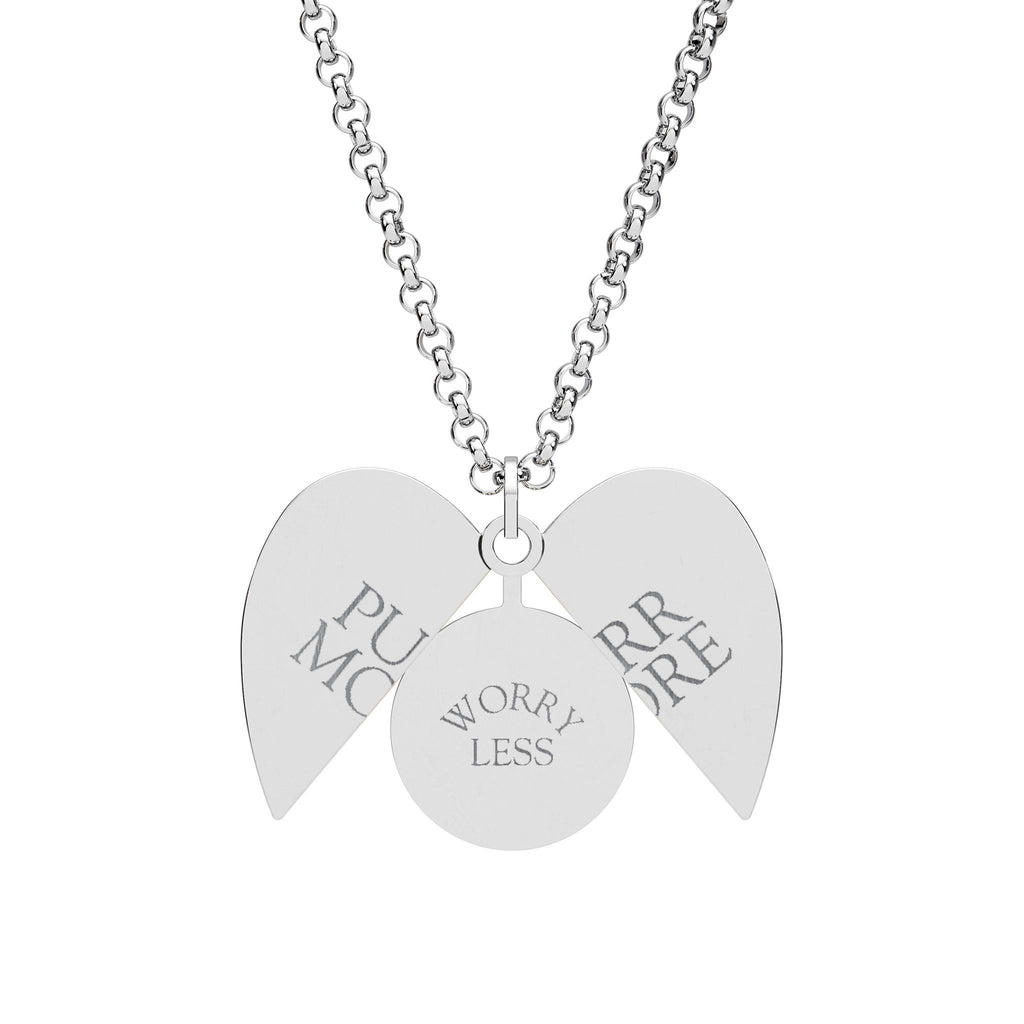 Purr More, Worry Less Hidden Message Heart Necklace