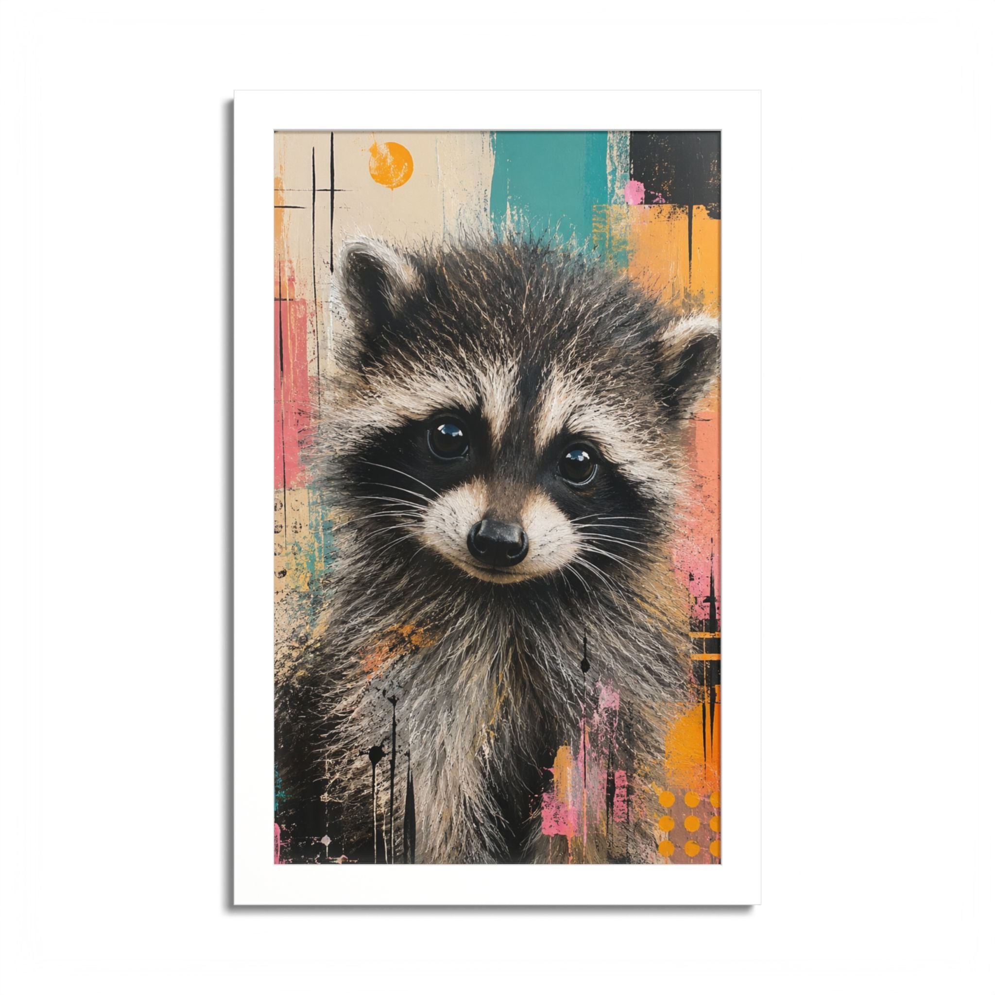Jimothy Modern Raccoon Framed Wall Art | Colorful Contemporary Animal Portrait