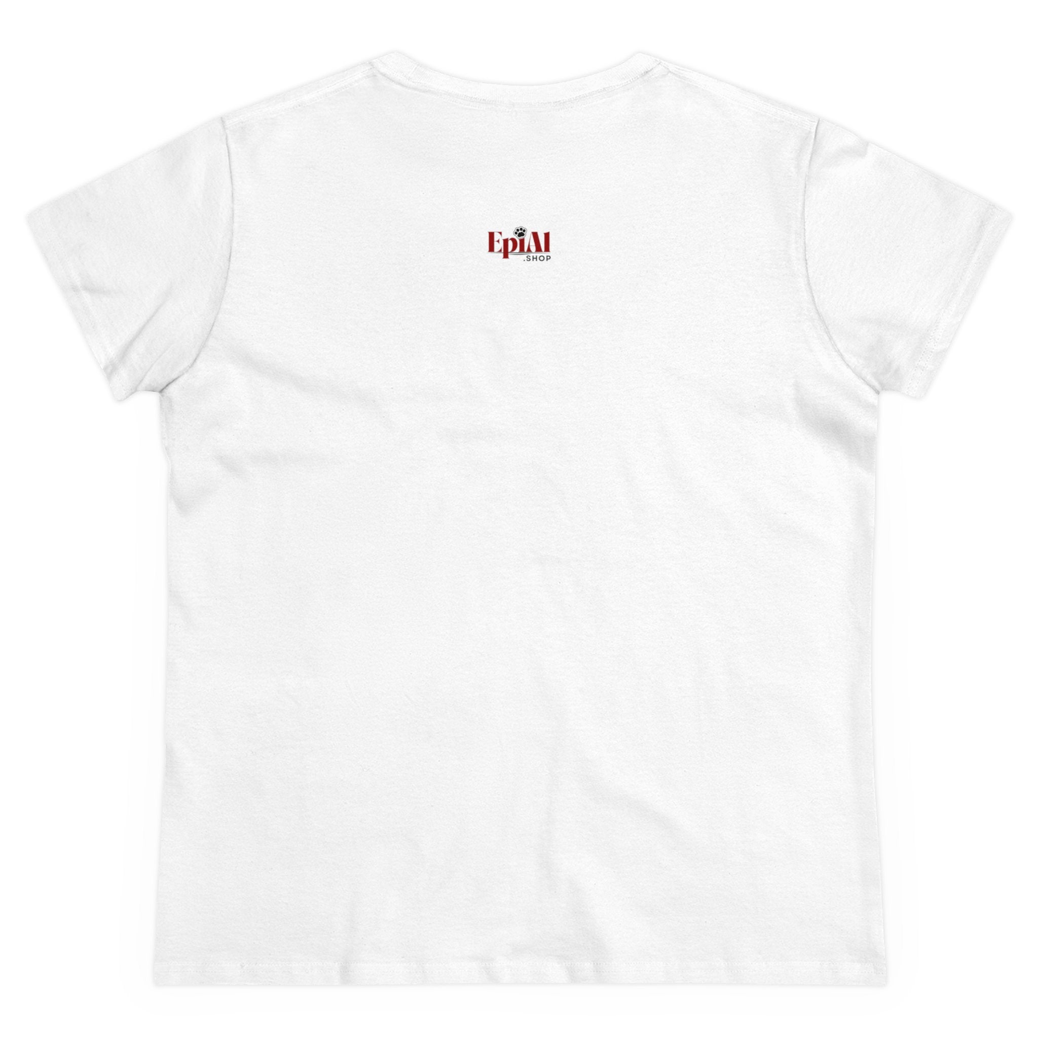 Photo depicting the ​Poised Cat Lady Women's Midweight Cotton Tee from EpiAl's Shop.