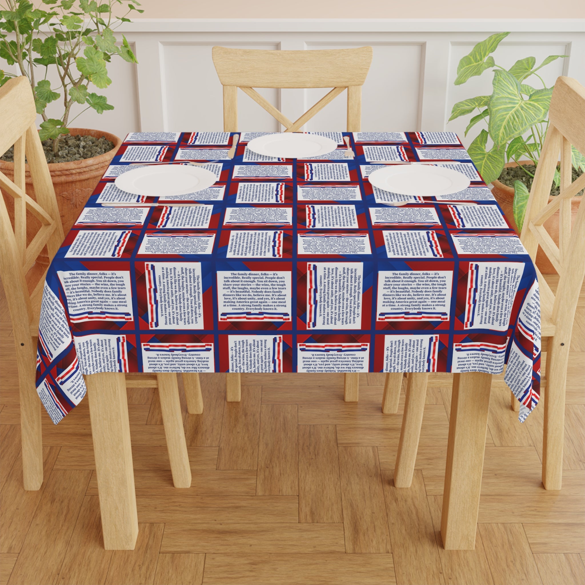 Make Family Dinners Great Again Parody Tablecloth – Funny Political Décor