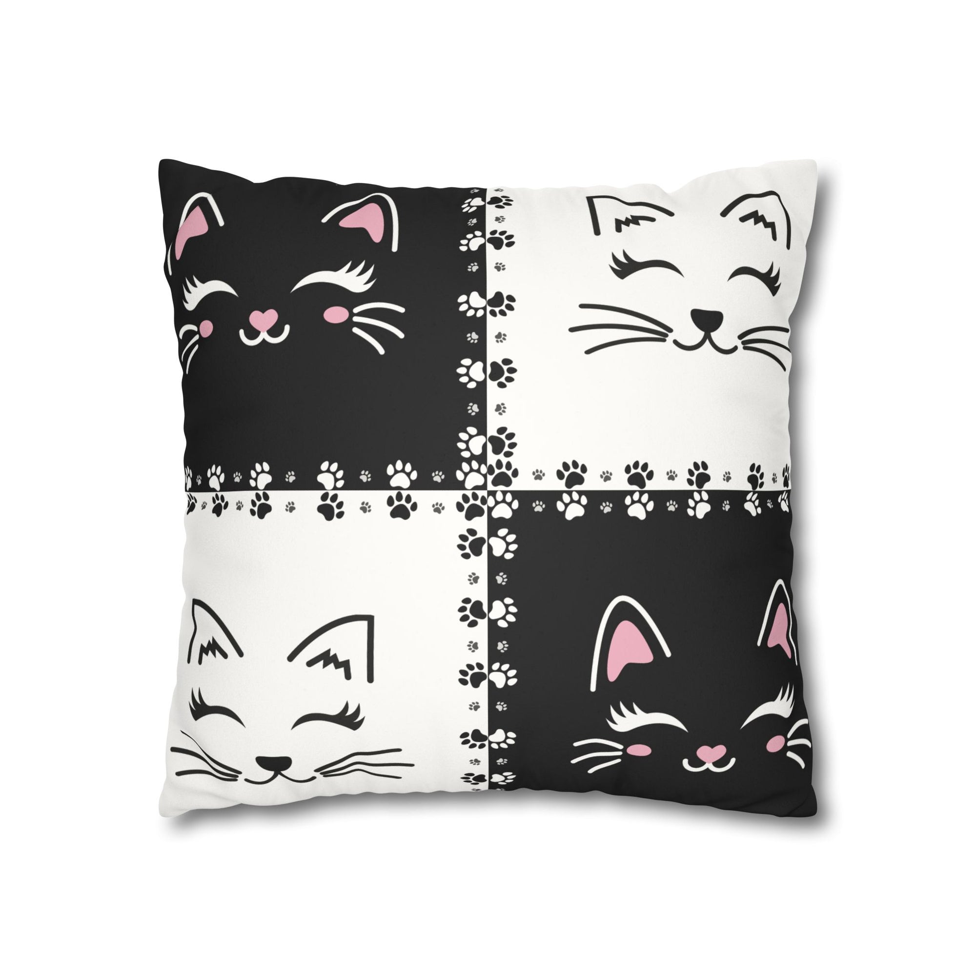 Cute Cat Faux Suede Pillowcase - Decorative Cushion Cover for Cat Lovers