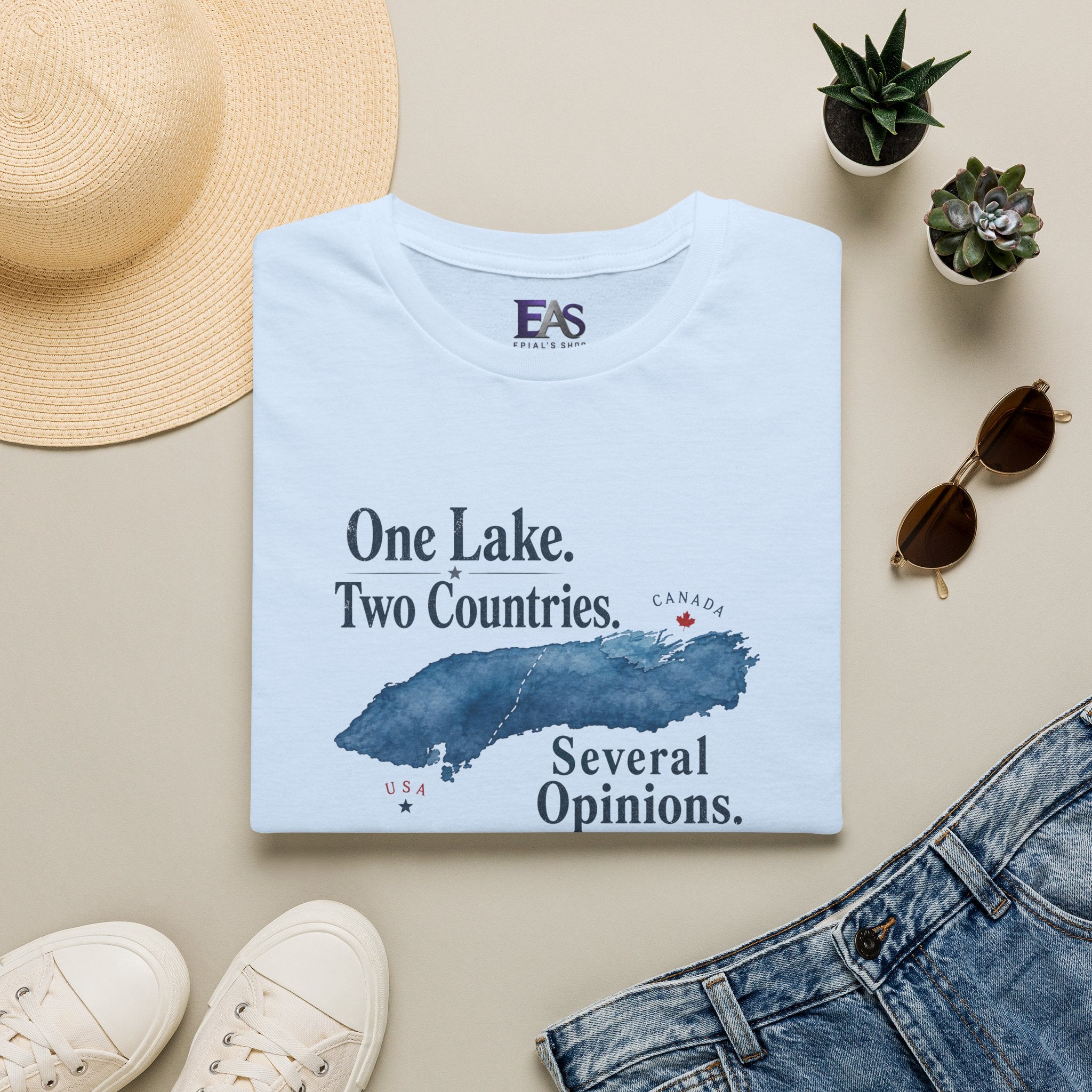 One Lake. Two Countries. Several Opinions. Lake Ontario Humor T-Shirt