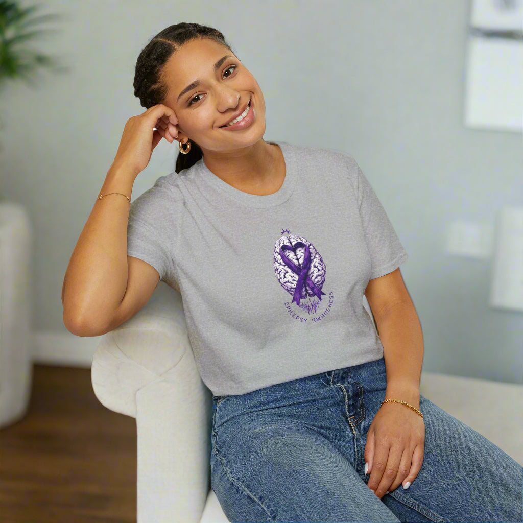 Purple Ribbon Brain Graphic Unisex T-Shirt