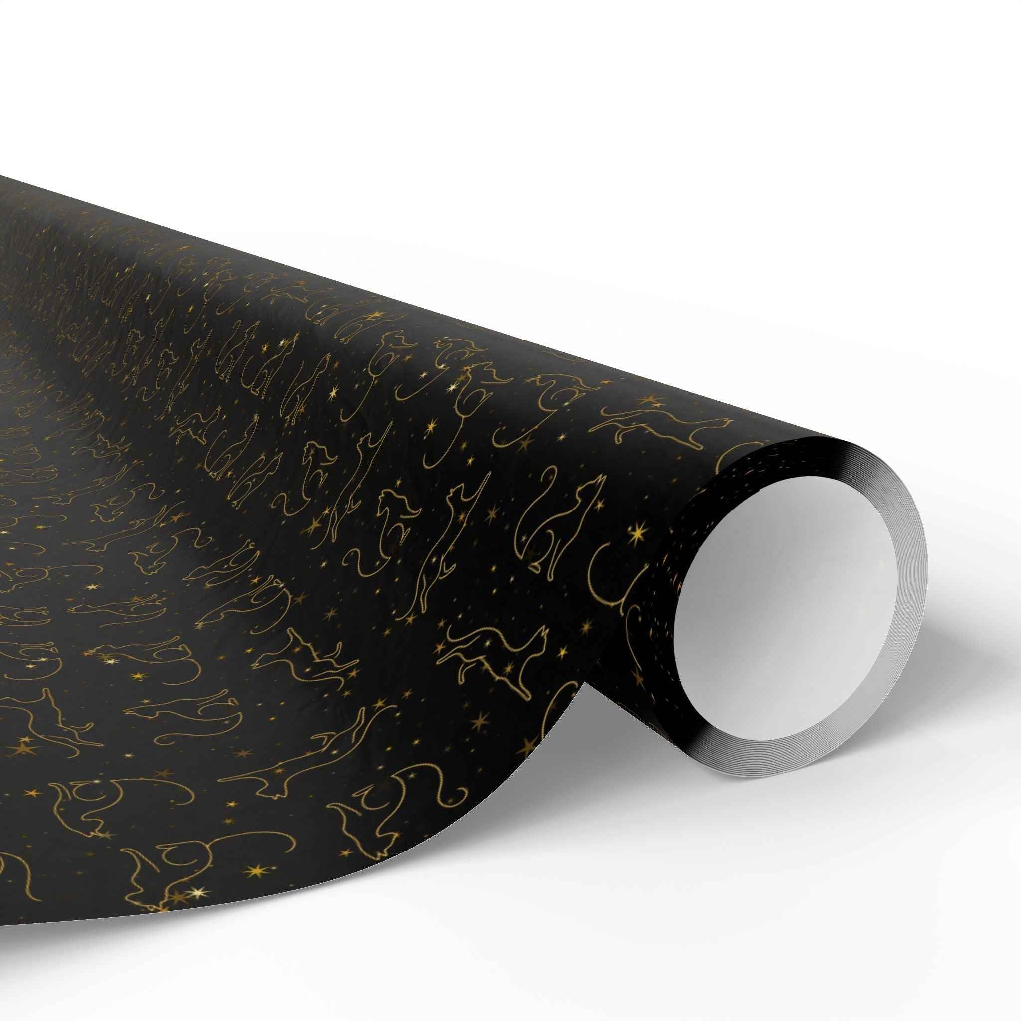 Gold Foil Line-Art Cats Gift Wrap – Elegant All-Purpose Wrapping Paper