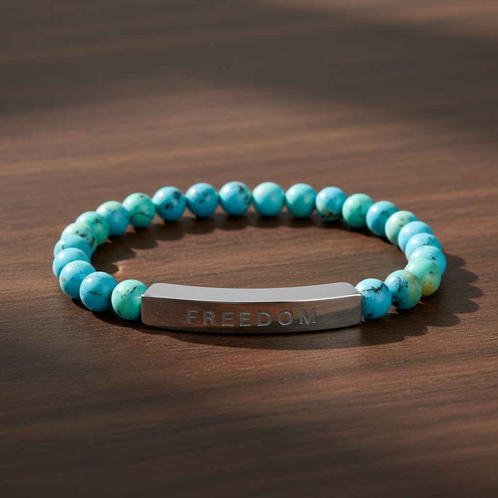 Natural Stone Freedom Bracelet - Stretch Bar Design