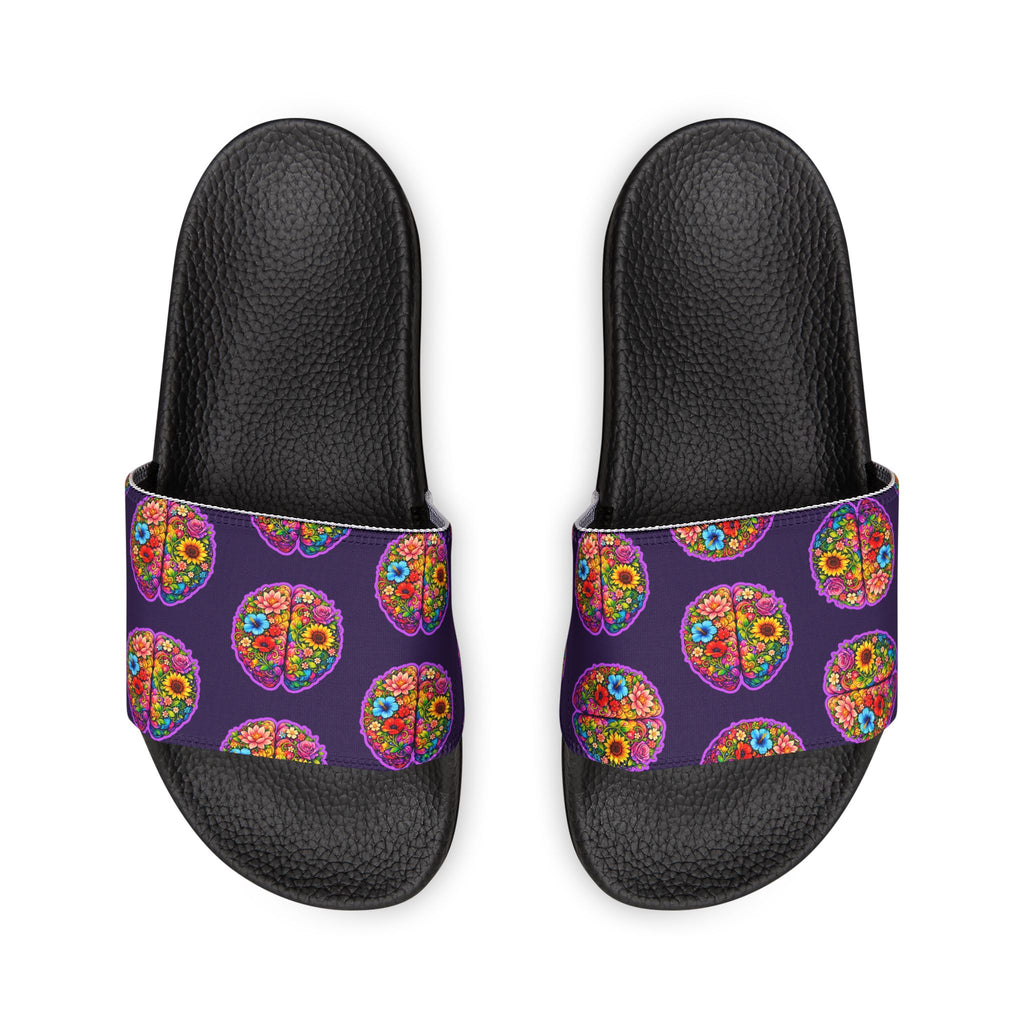 Floral Brain Women's Slide Sandals – Epilepsy Awareness Comfort Slides