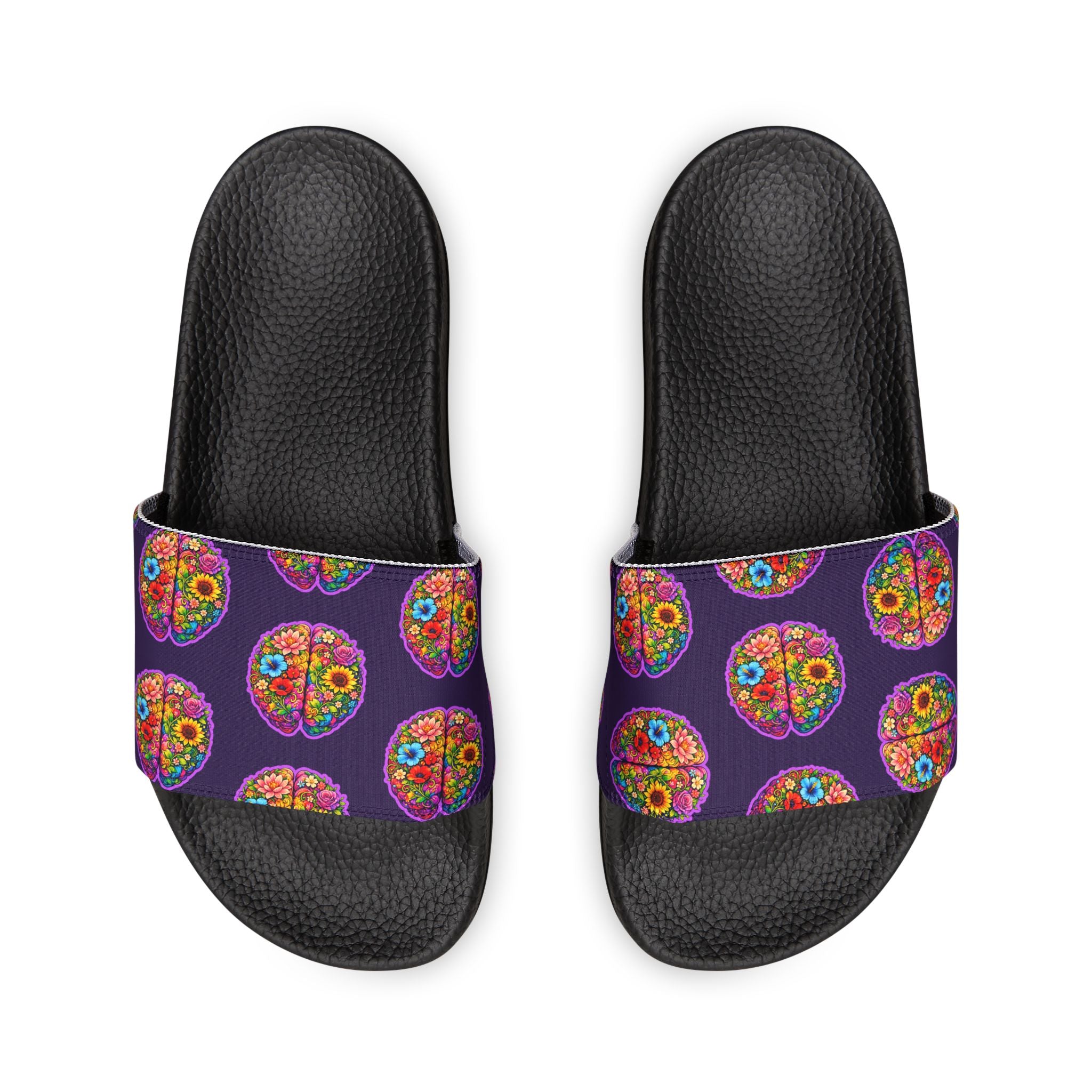 Floral Brain Women's Slide Sandals – Epilepsy Awareness Comfort Slides