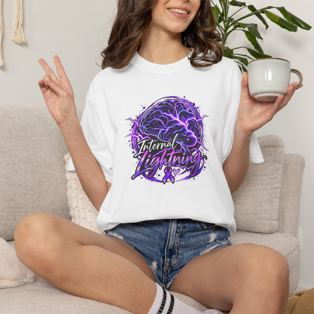 Internal Lightning Epilepsy Awareness Garment-Dyed T-Shirt
