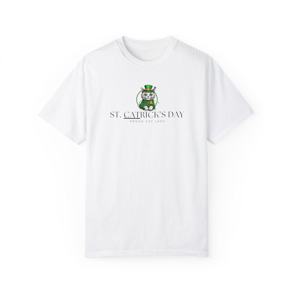 St. Patrick's Day Cat T-Shirt - Unisex Garment-Dyed Tee for Cat Lovers Printify