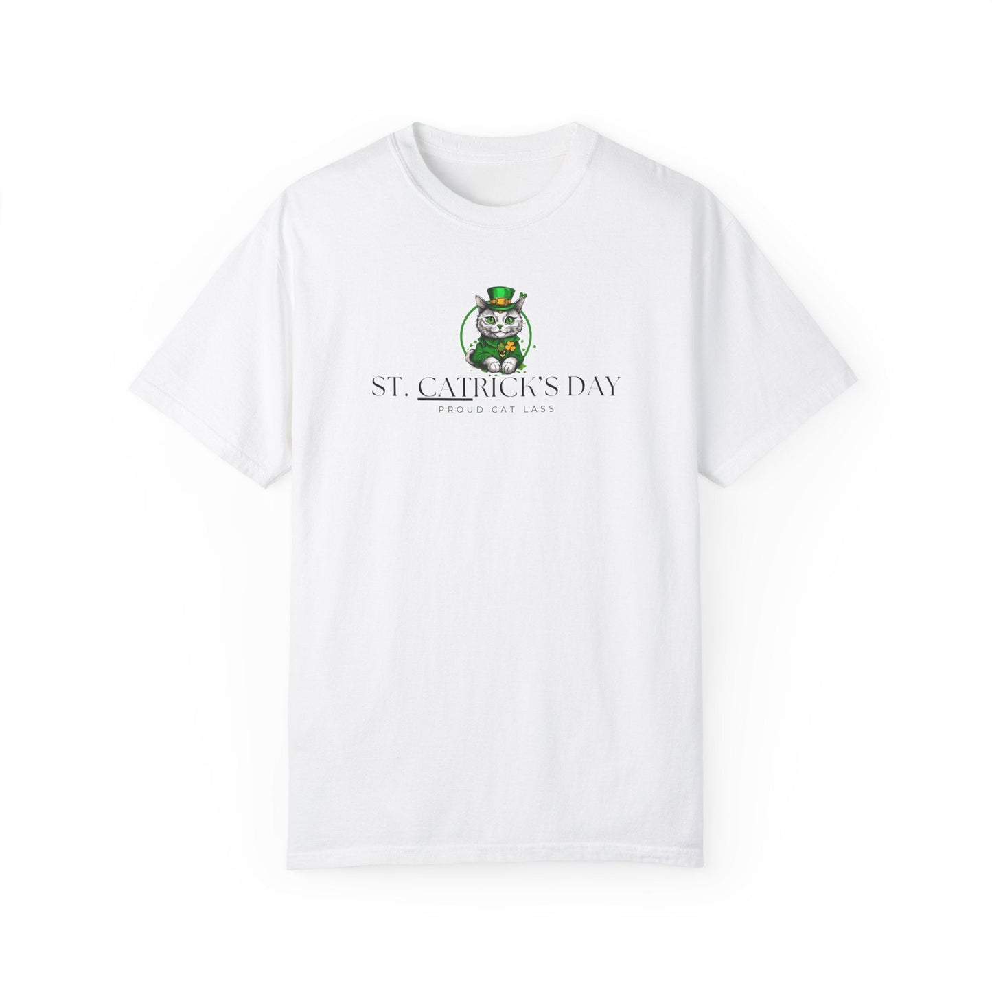 St. Patrick's Day Cat T-Shirt - Unisex Garment-Dyed Tee for Cat Lovers Printify