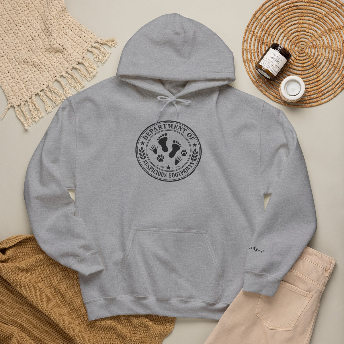 Department of Suspicious Footprints Hoodie | Bigfoot, Raccoon & Cat Cryptid Sweatshirt