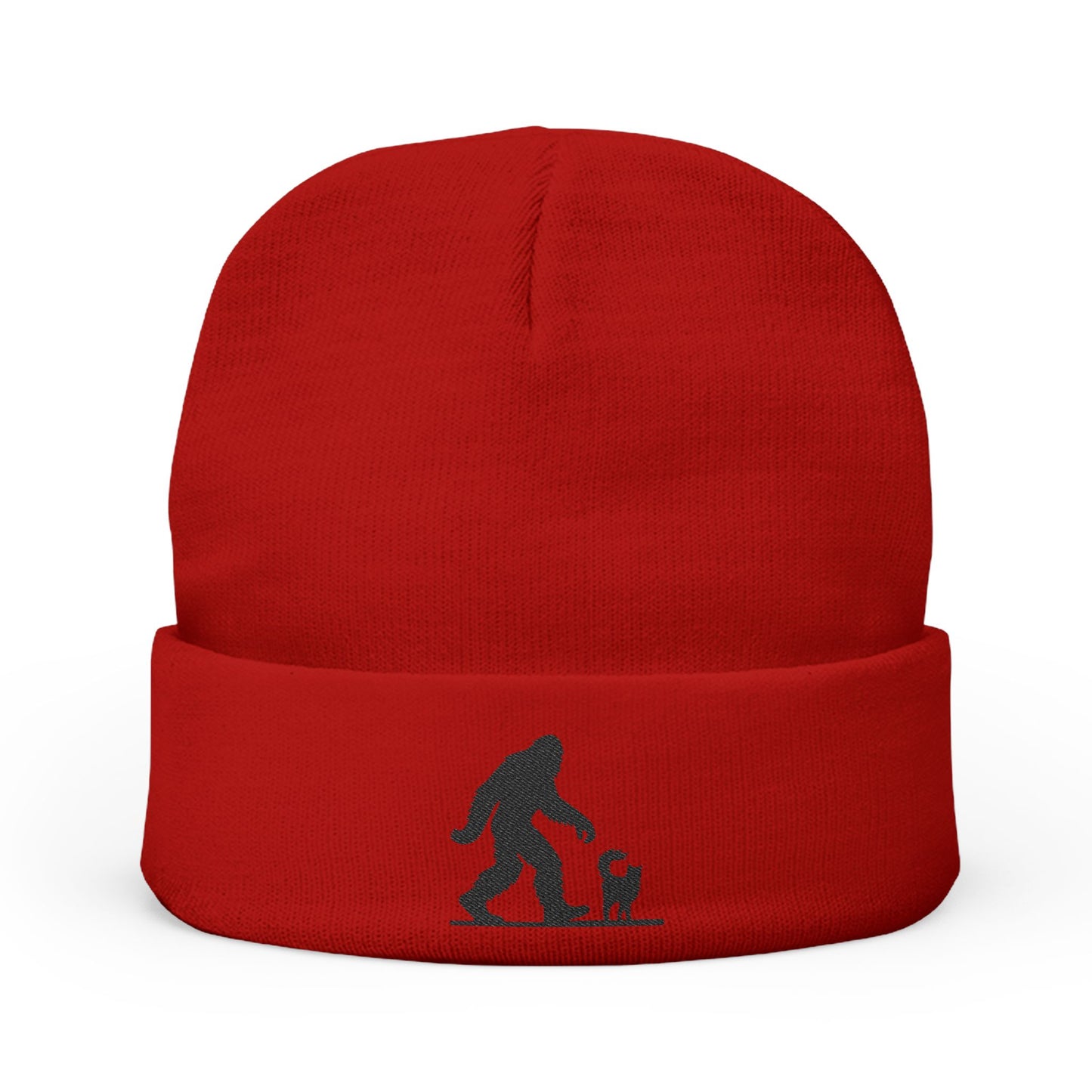 Beanie Hat (Embroidered Sasquatch and Cat Design)
