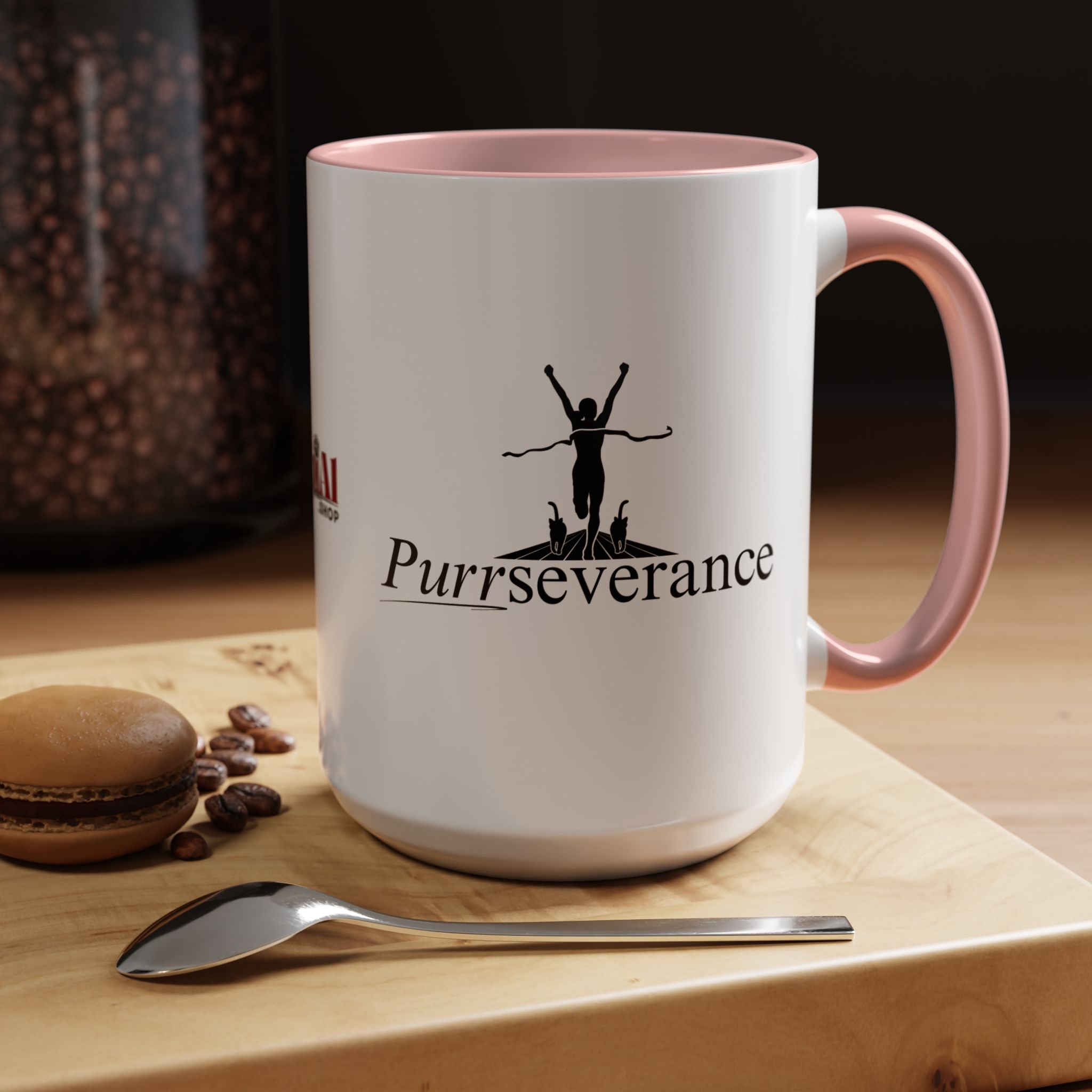 Photo depicting the ​Purrseverance Accent Coffee Mug (11, 15oz) from EpiAl's Shop.