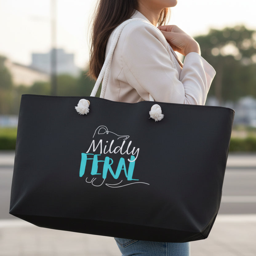 Mildly Feral Cat Weekender Bag – Funny Cat Lover Travel Tote