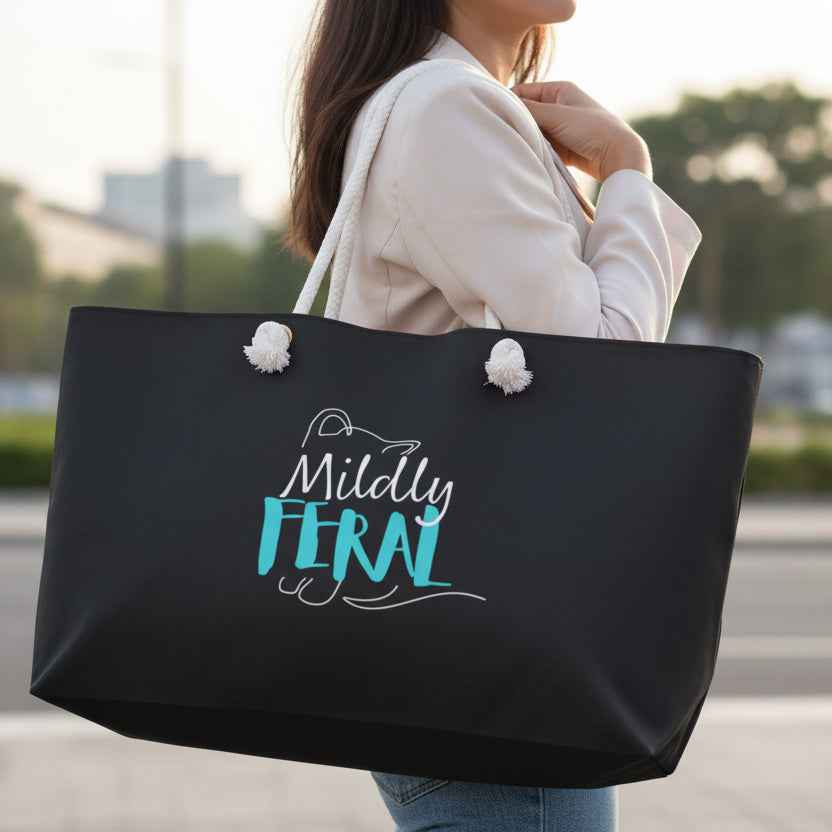 Mildly Feral Cat Weekender Bag – Funny Cat Lover Travel Tote