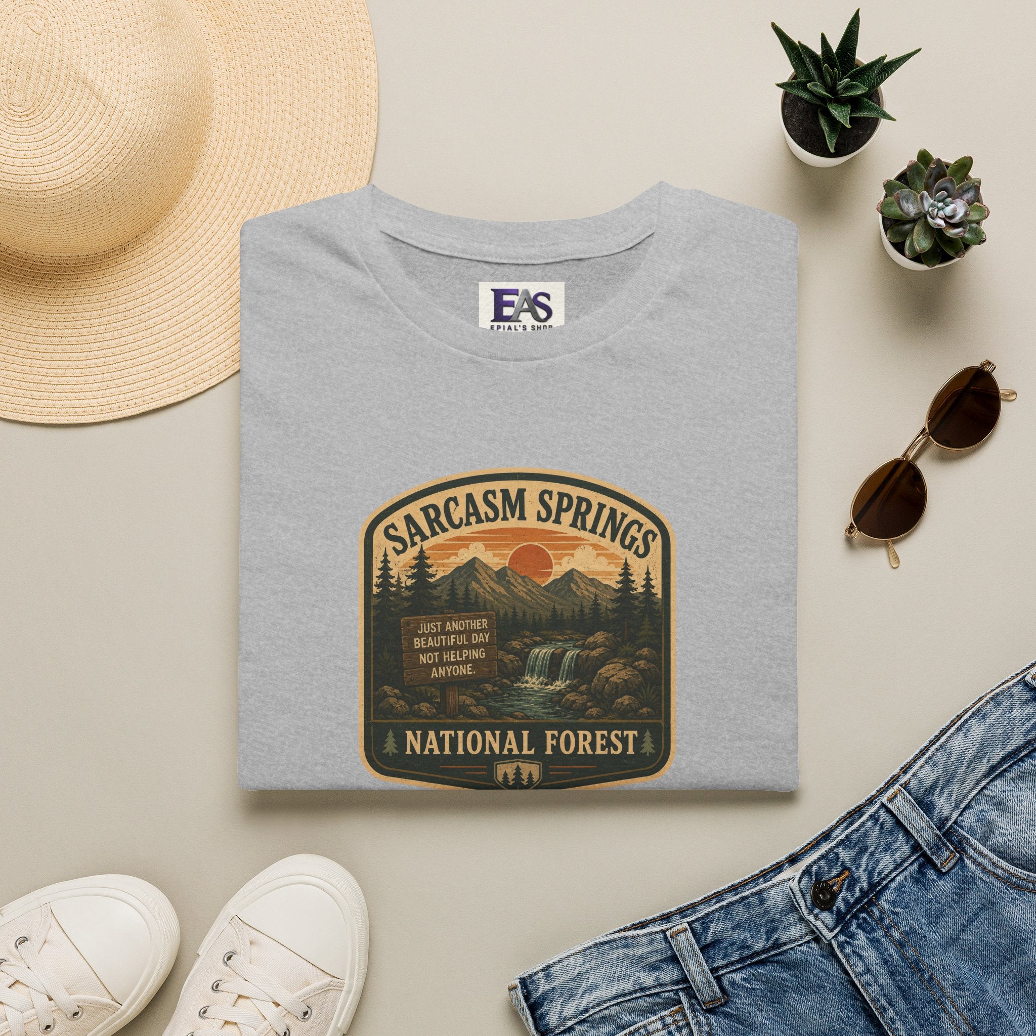 Sarcasm Springs National Forest Unisex T-Shirt | Funny Retro Outdoors Graphic Tee