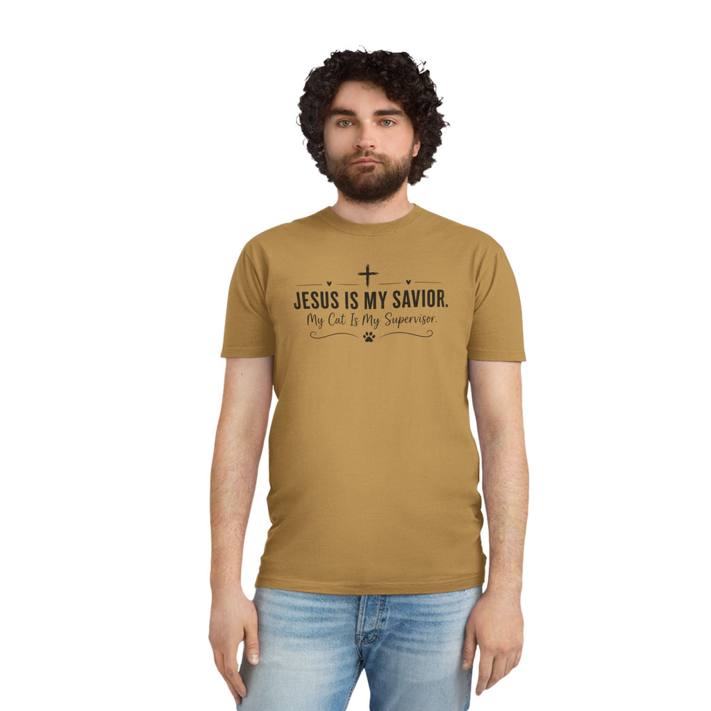 Jesus Is My Savior. My Cat Is My Supervisor. Vintage- Style T-Shirt