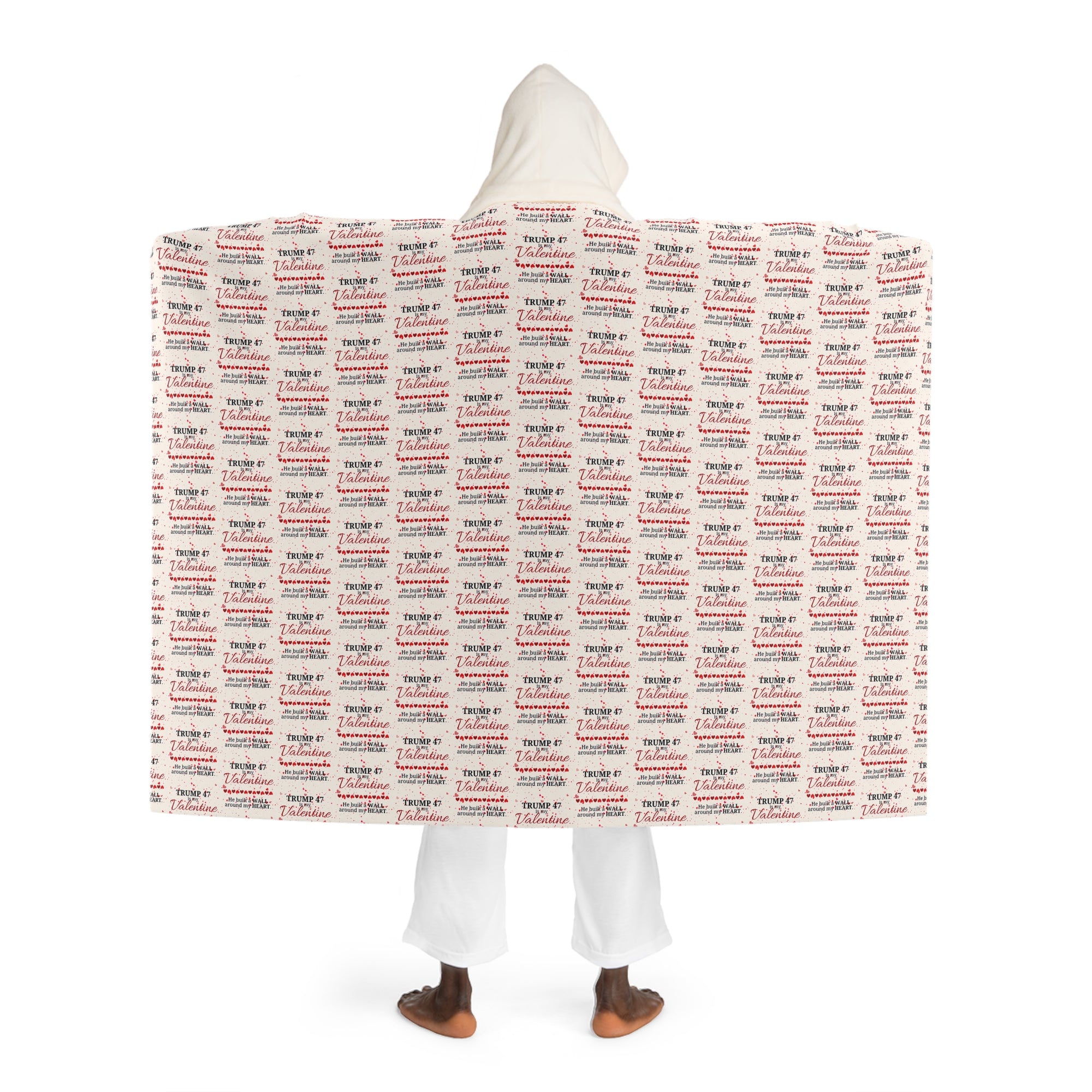 Trump is my Valentine Hooded Sherpa Fleece Blanket