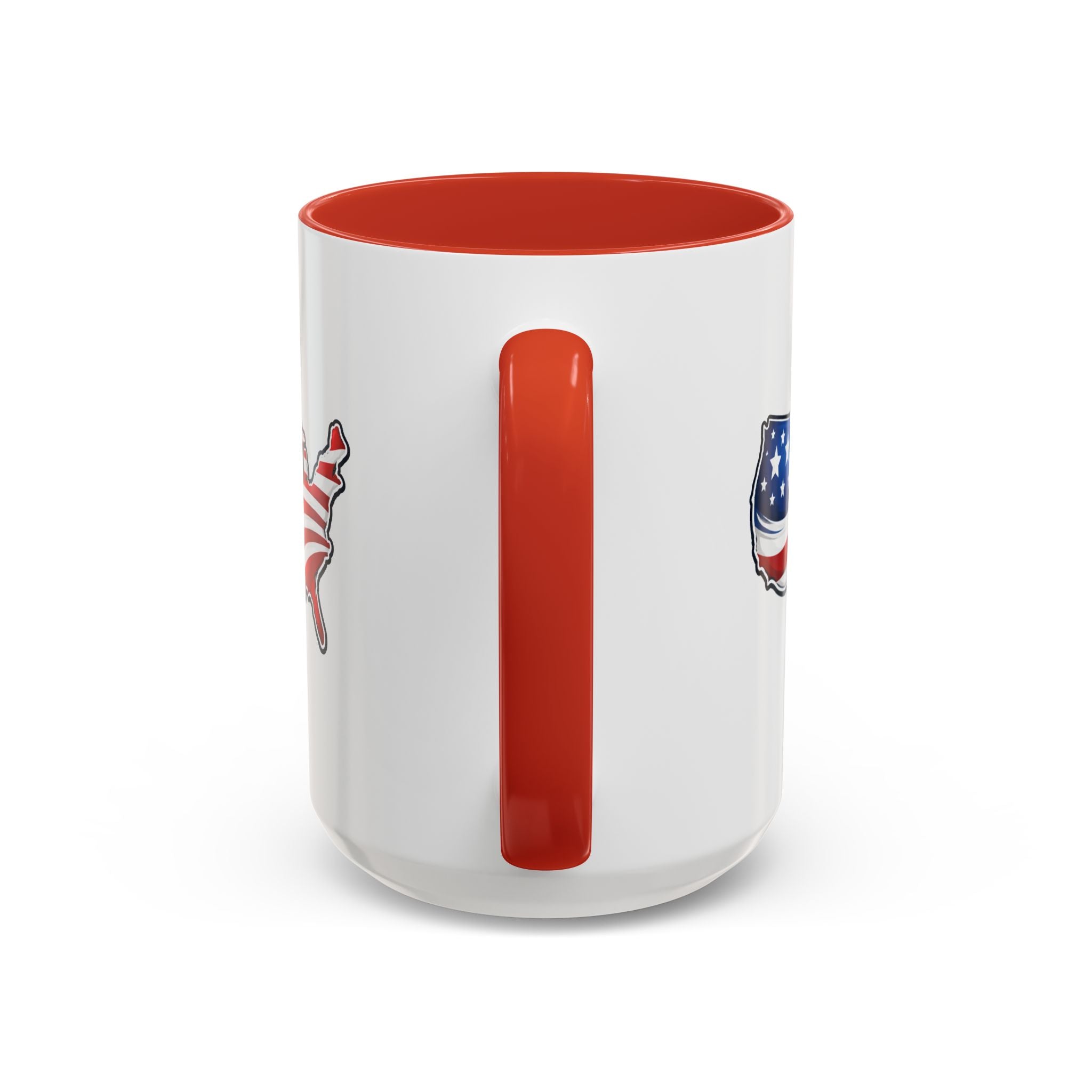 USA Map Patriotic Coffee Mug | Red Handle & Interior