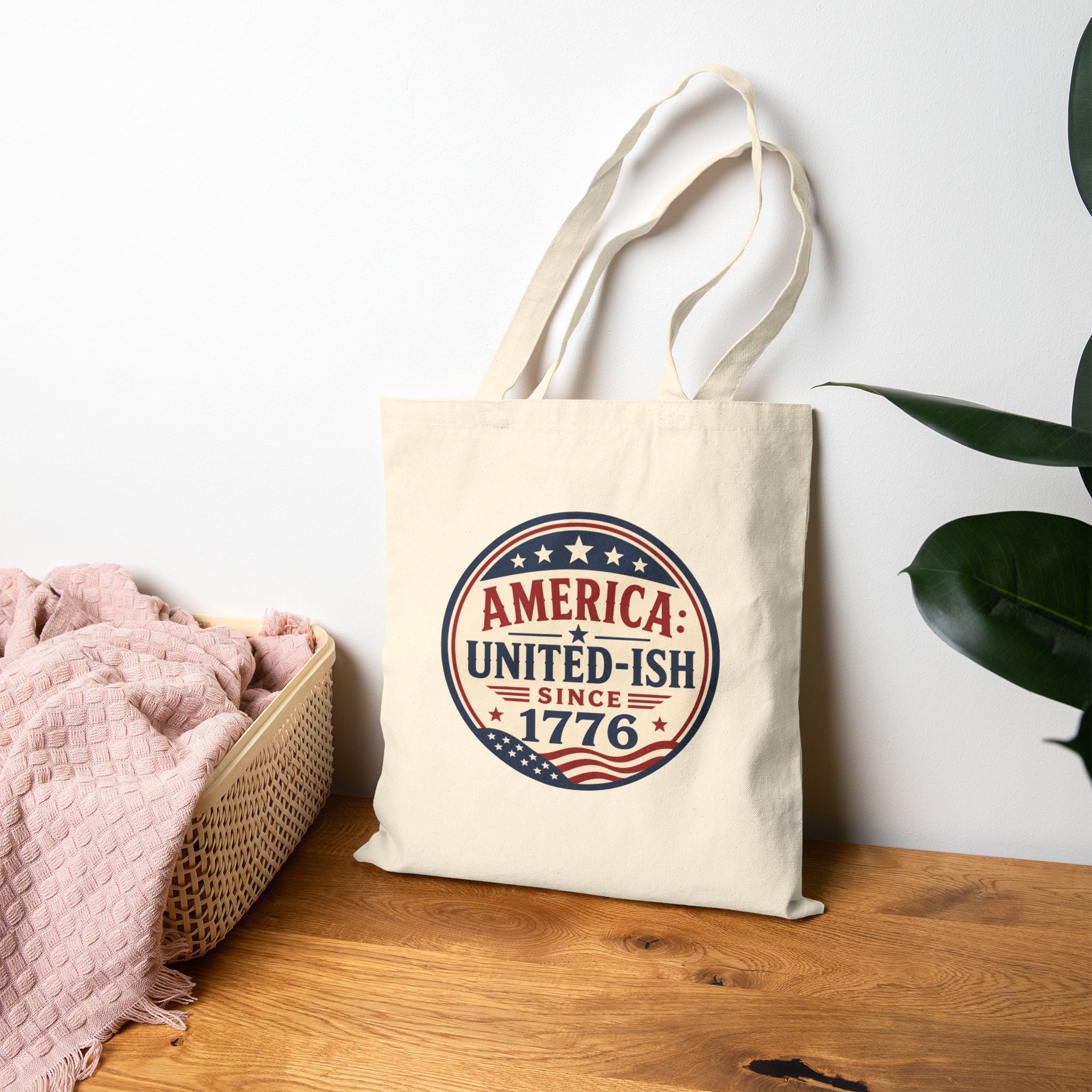 America United-ish Since 1776 Patriotic Canvas Tote Bag | Americana USA Carryall