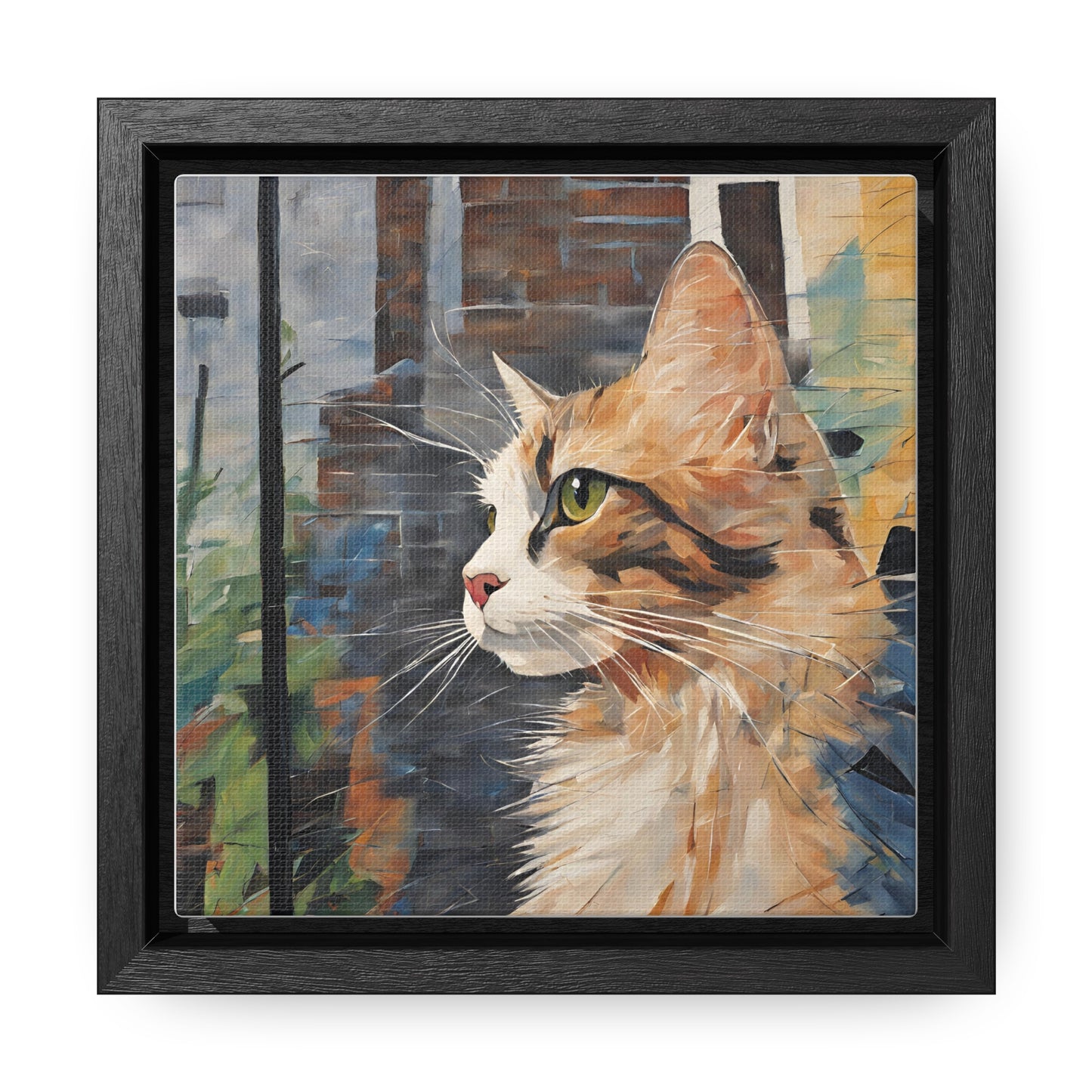Watercolor Cat Profile Gallery Canvas Wraps, Square Frame - Canvas - Epileptic Al’s Shop