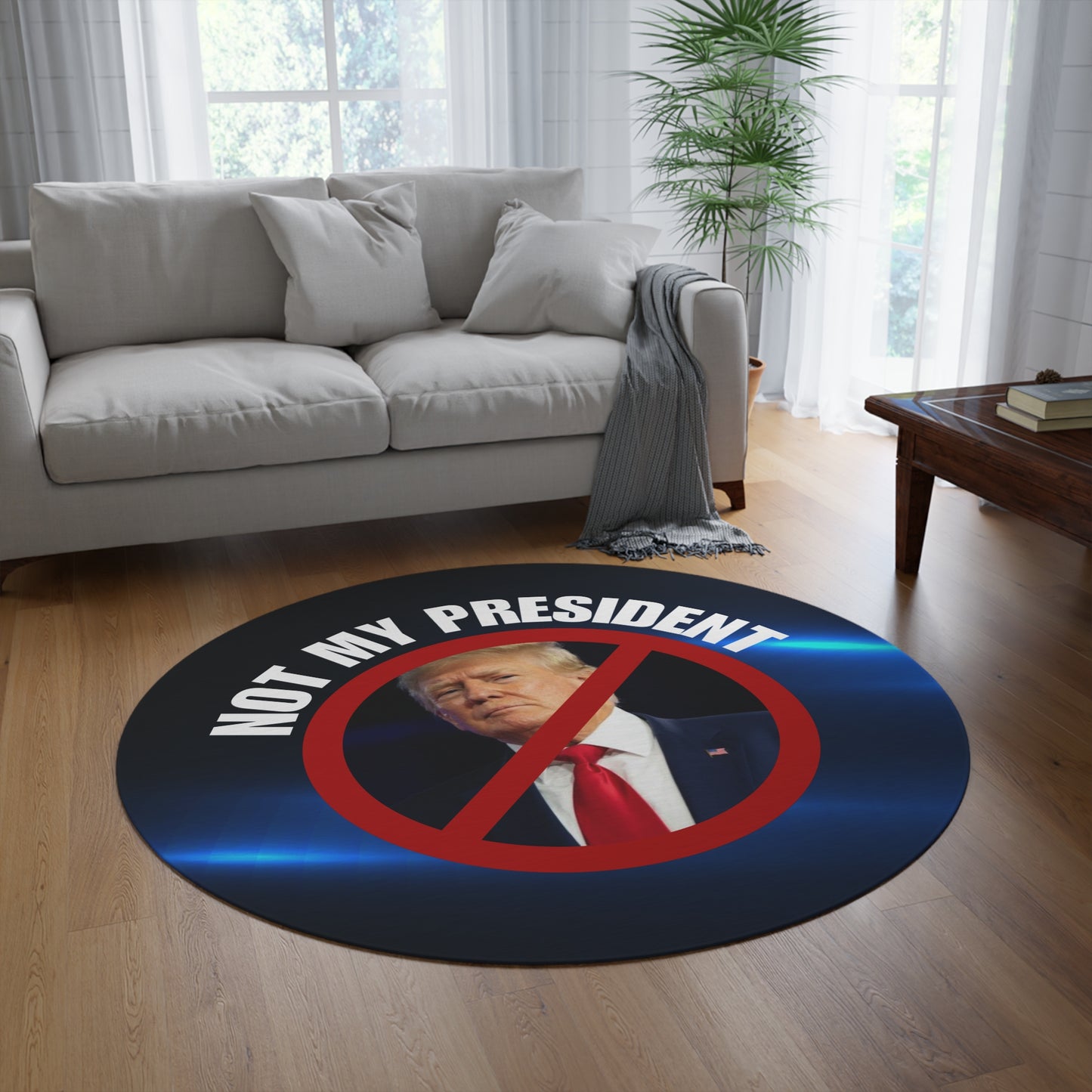 Political Statement Round Rug - 'Not My President' Floor Decor