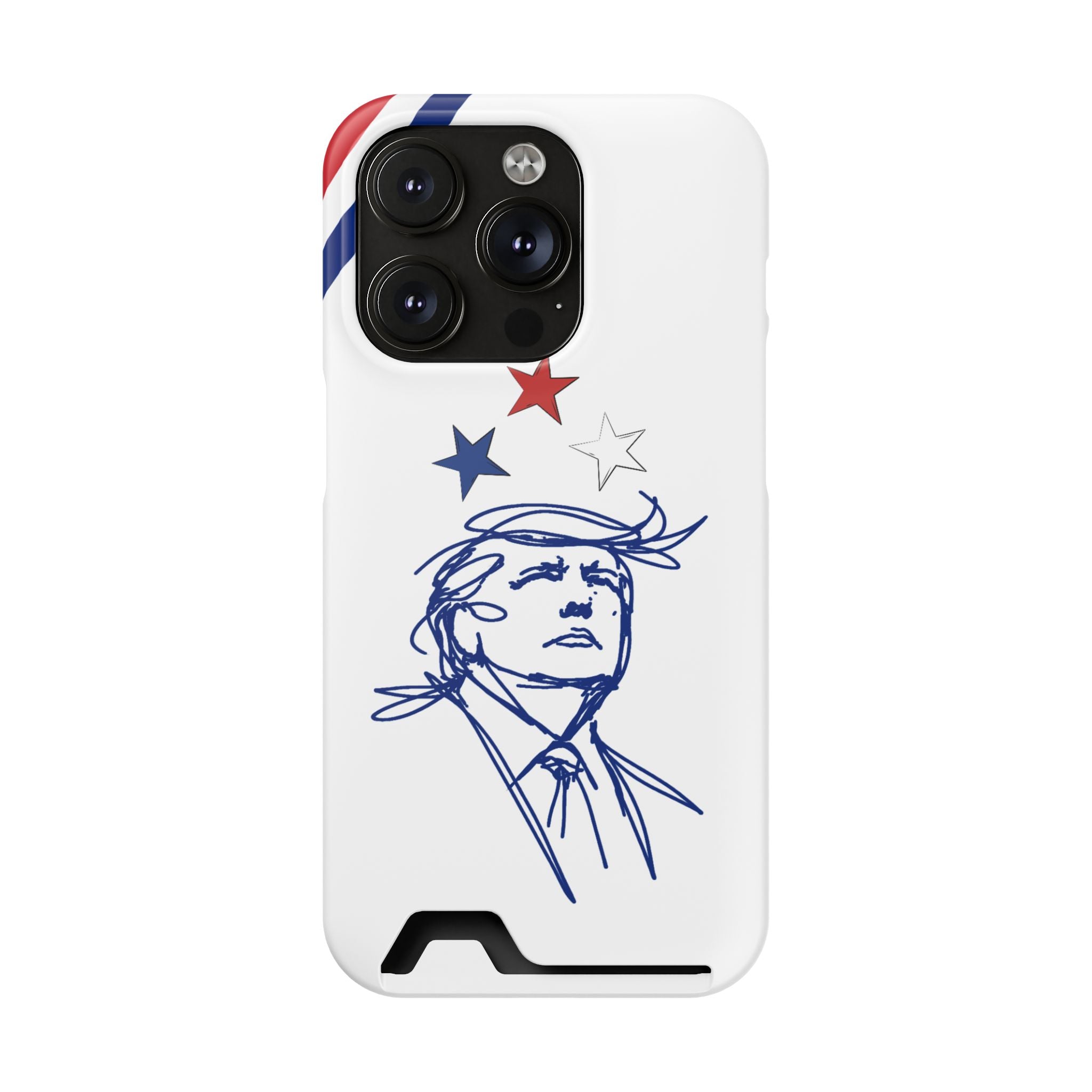 Swoop Guy iPhone Case – Minimal Line Portrait Patriotic Design, Slim Protective Case with Card Slot