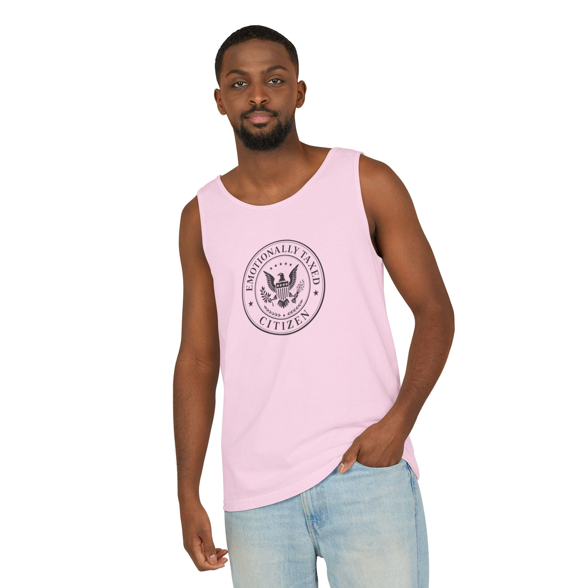 Emotionally Taxed Citizen Garment-Dyed Tank Top | Vintage Parody Cotton Tank