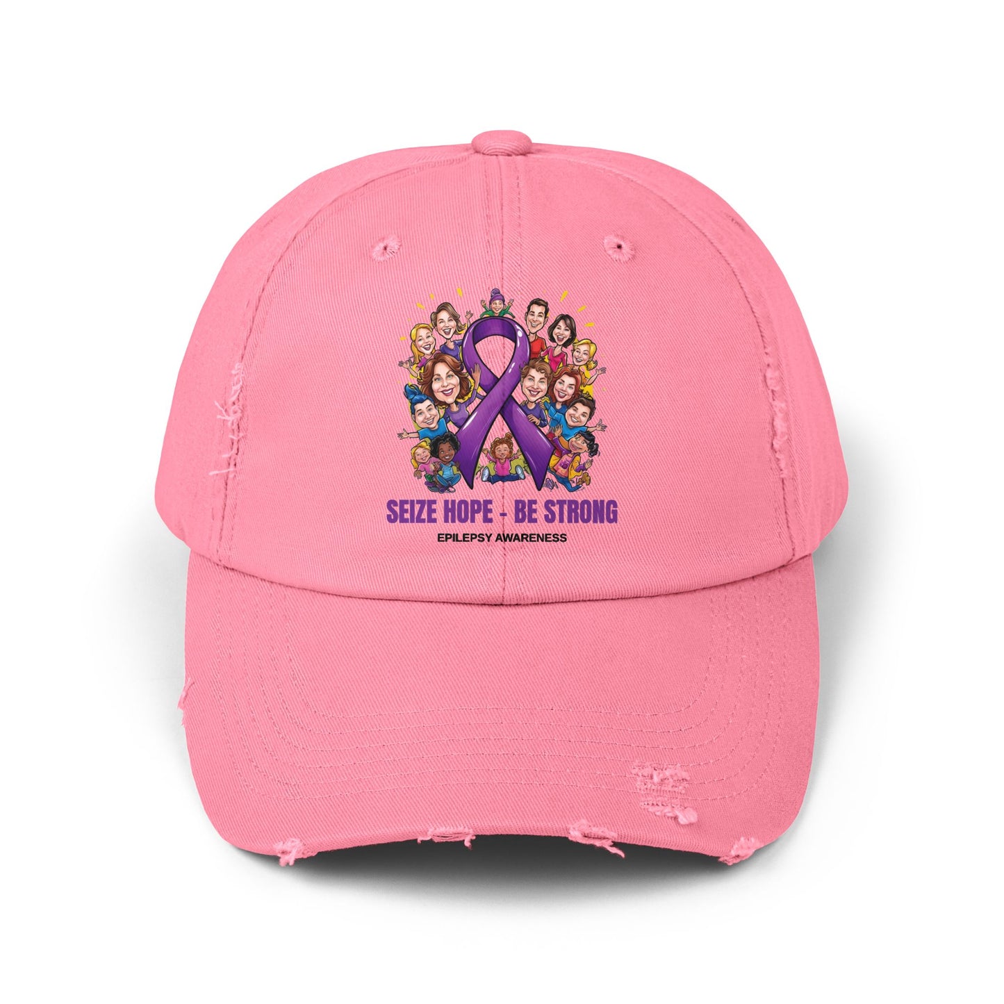 Unisex Distressed Cap - Seize Hope Be Strong - Epilepsy Awareness