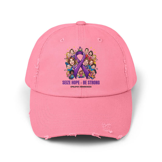 Unisex Distressed Cap - Seize Hope Be Strong - Epilepsy Awareness