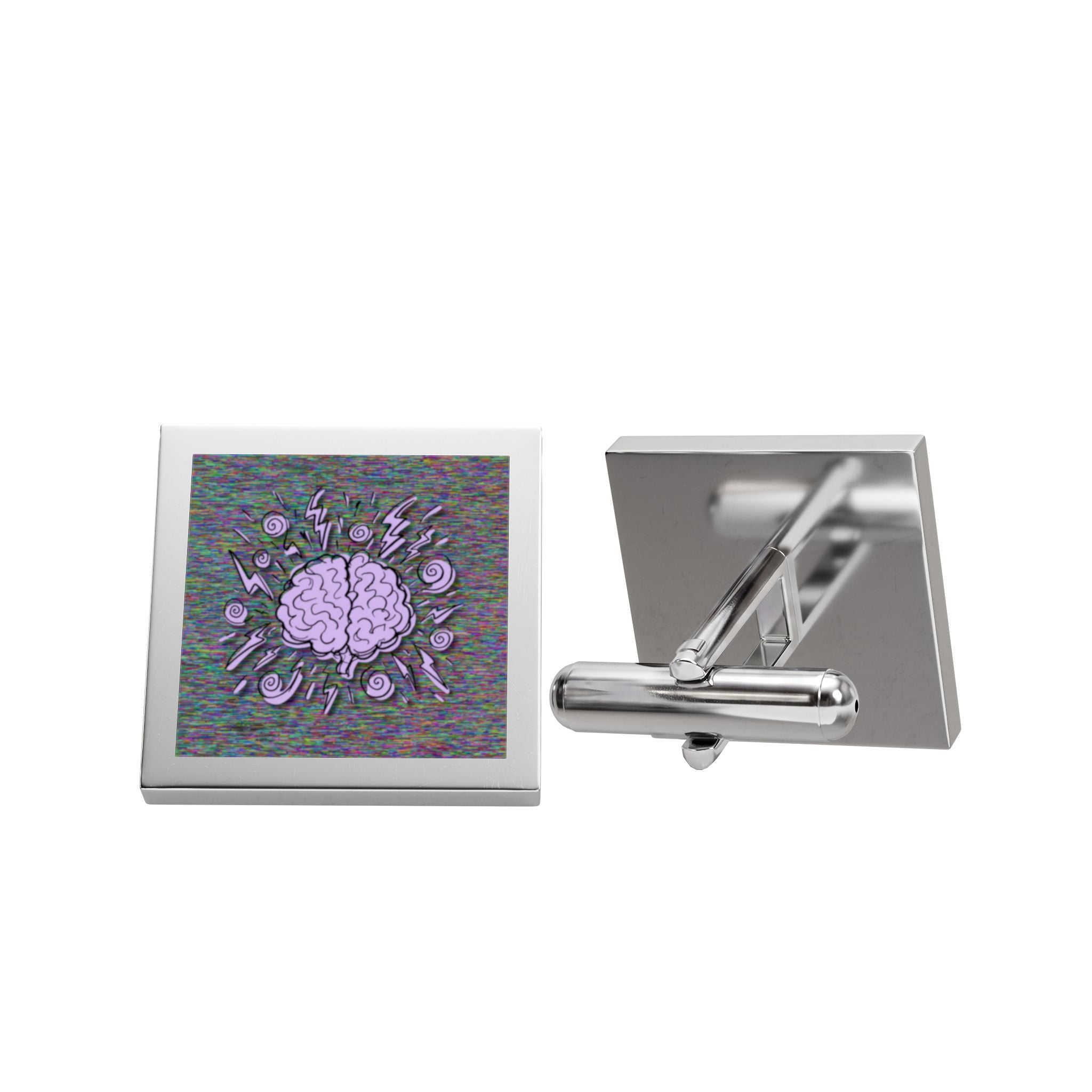 Static Mind Brain Cufflinks, Elegant Men's Dress Accessory