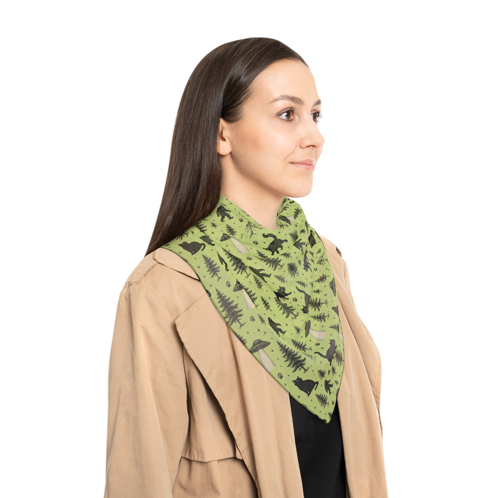 The Cat Saw It, Too Scarf | Bigfoot, UFO & Cat Cryptid Scarf
