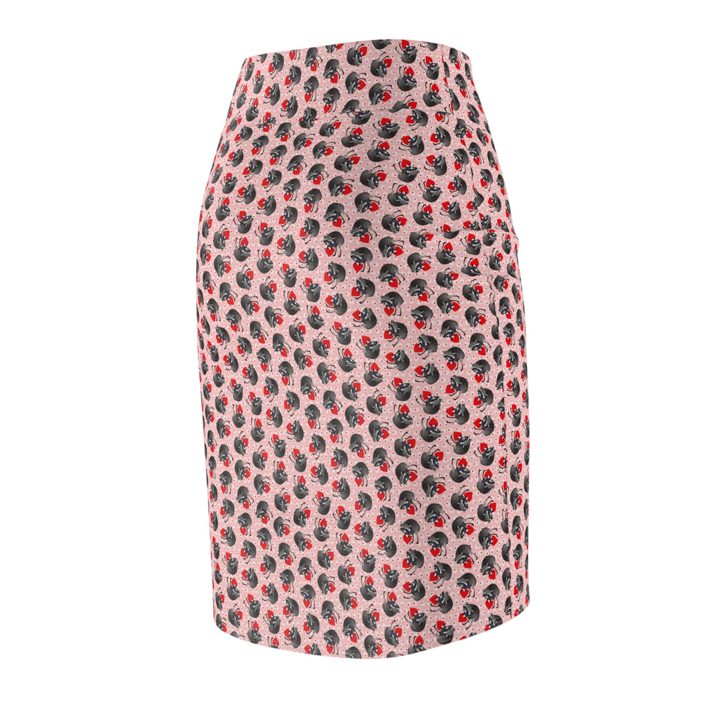 Jimothy the Raccoon Pencil Skirt | Hearts & Paw Prints Women's Fitted Skirt