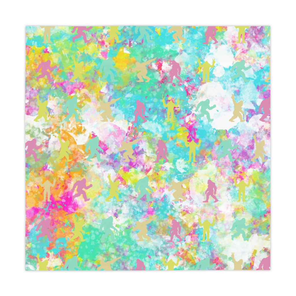 Hidden Bigfoot Psychedelic Watercolor Square Tablecloth