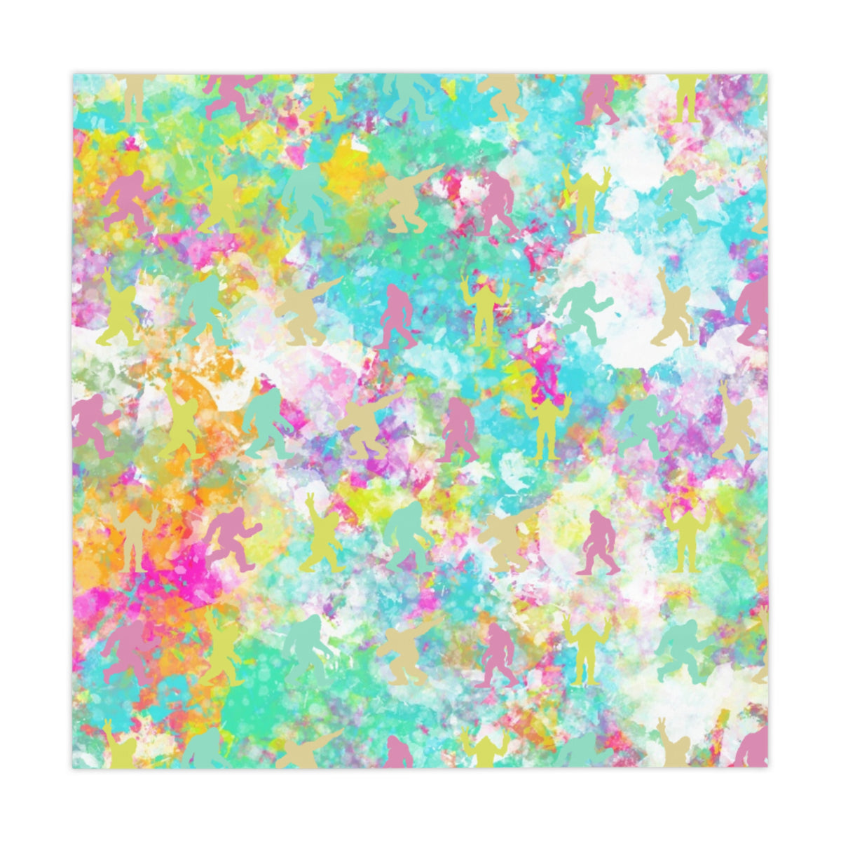 Hidden Bigfoot Psychedelic Watercolor Square Tablecloth