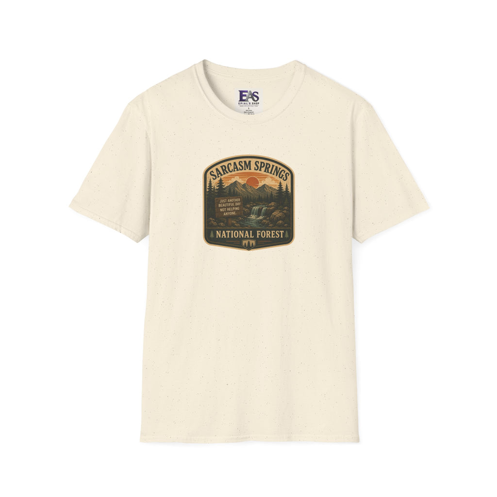 Sarcasm Springs National Forest Unisex T-Shirt | Funny Retro Outdoors Graphic Tee