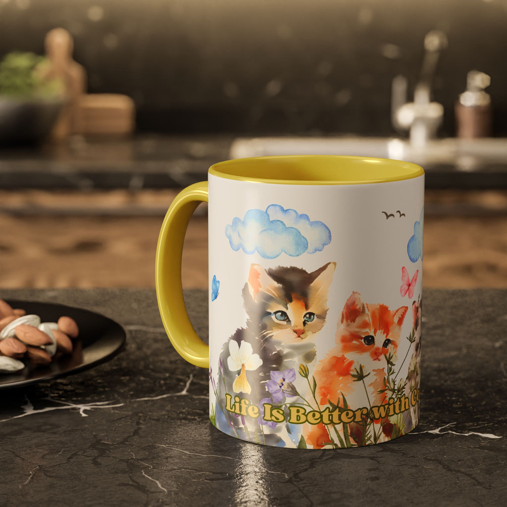 Life Is Better with Coffee and Cats Ceramic Mug