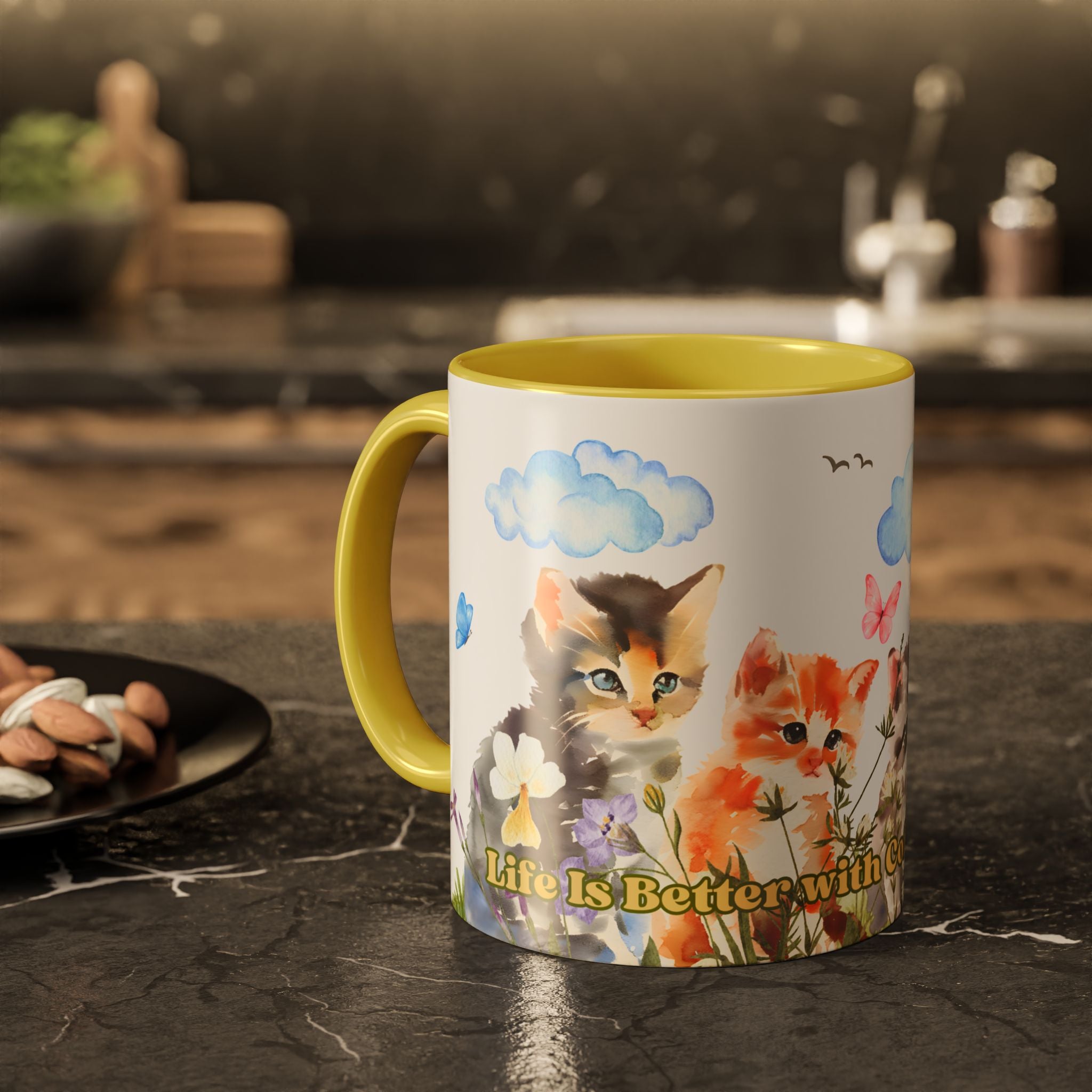 Life Is Better with Coffee and Cats Ceramic Mug