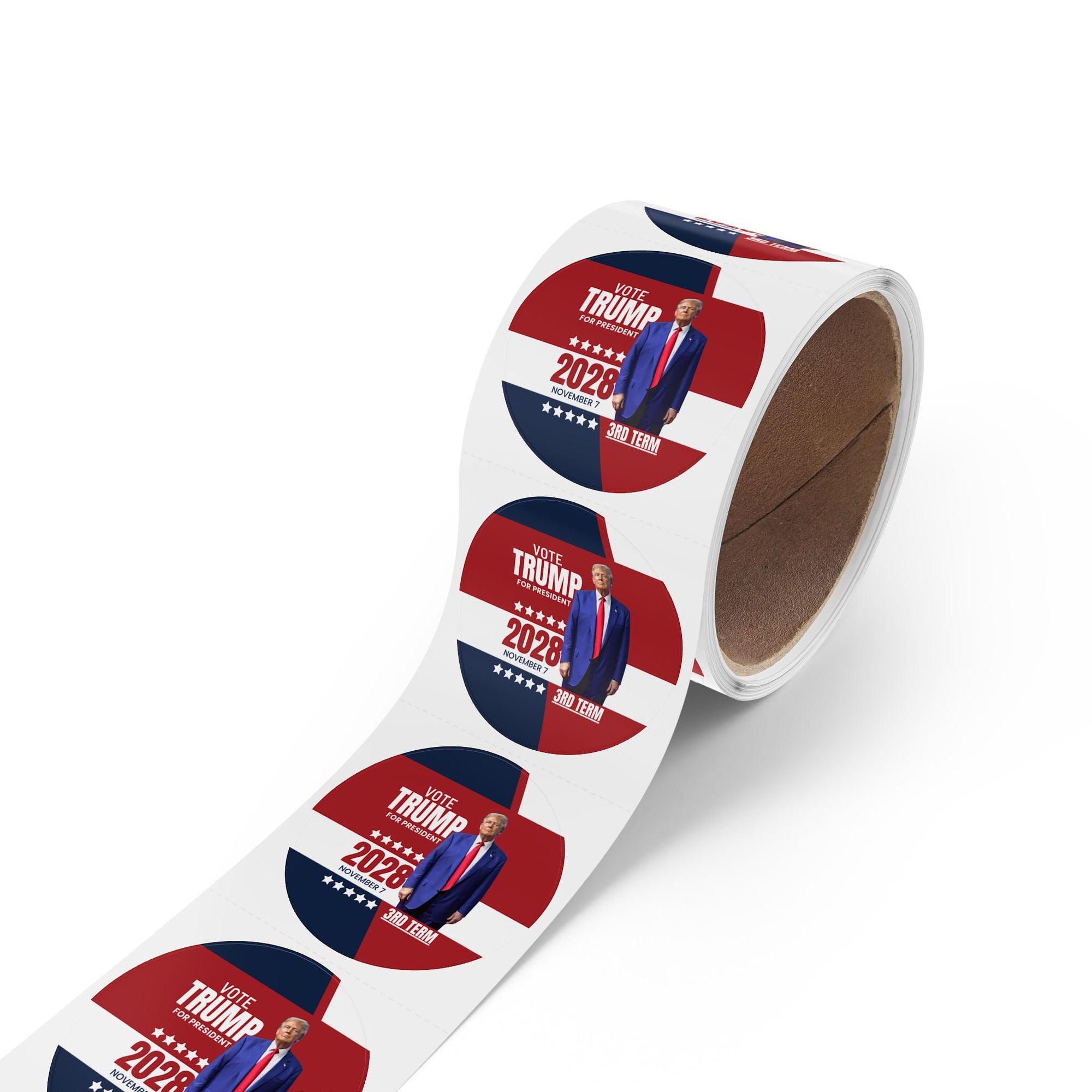 Vote Trump 2028 Round Sticker Rolls - Bold Political Campaign Labels
