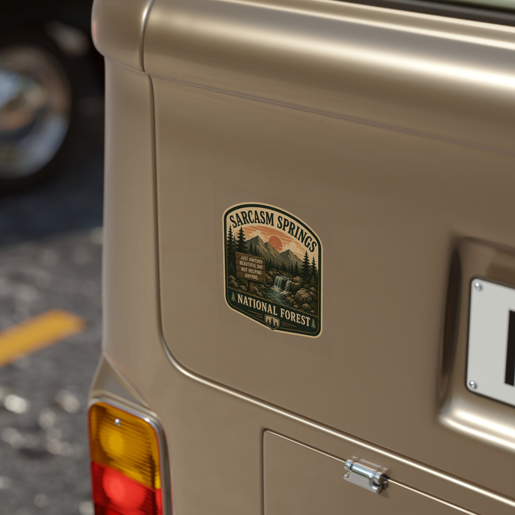 Sarcasm Springs National Forest Outdoor Sticker | Transparent Weatherproof Vinyl Decal