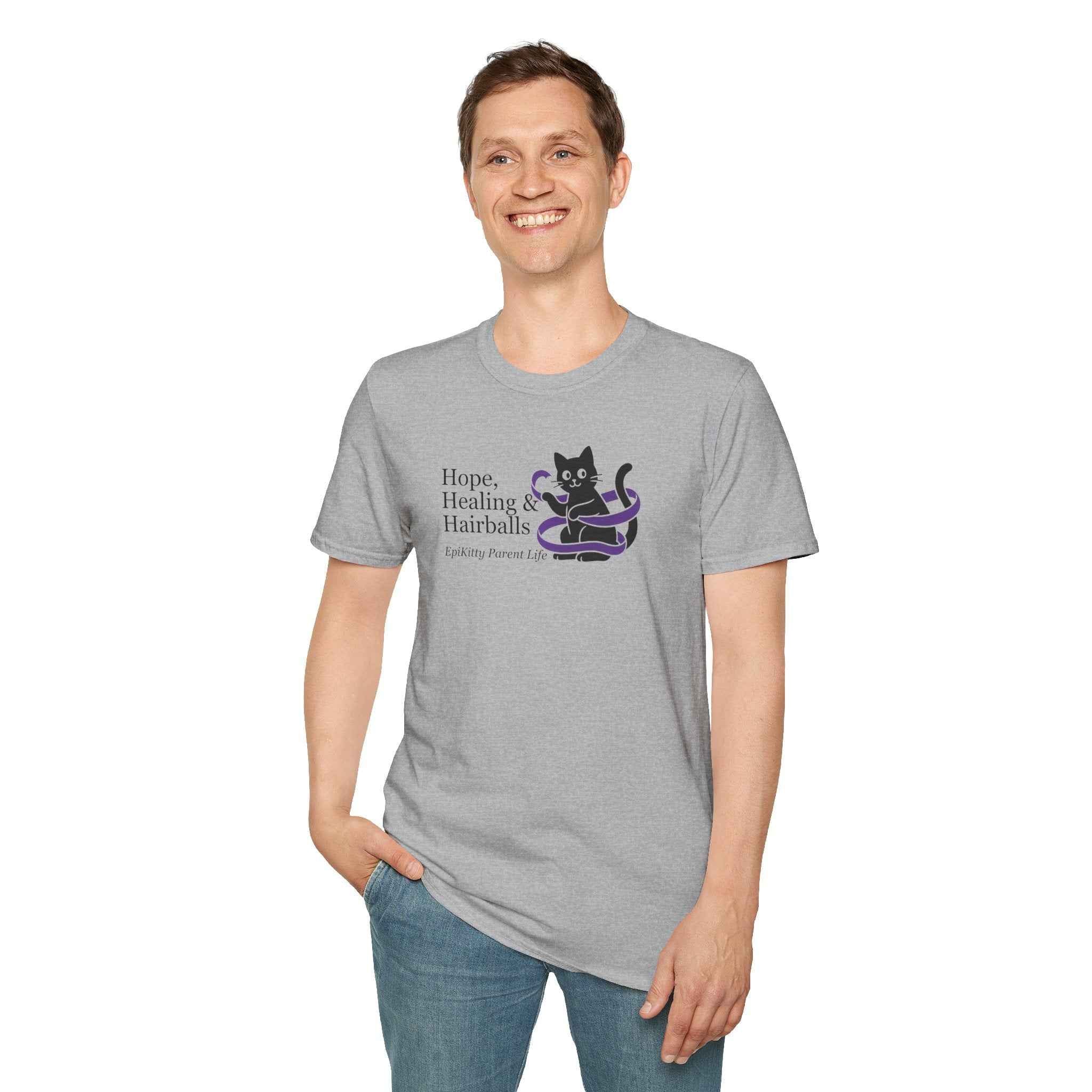 Hope, Healing & Hairballs Cat T-Shirt – Epikitty Parent Awareness Tee