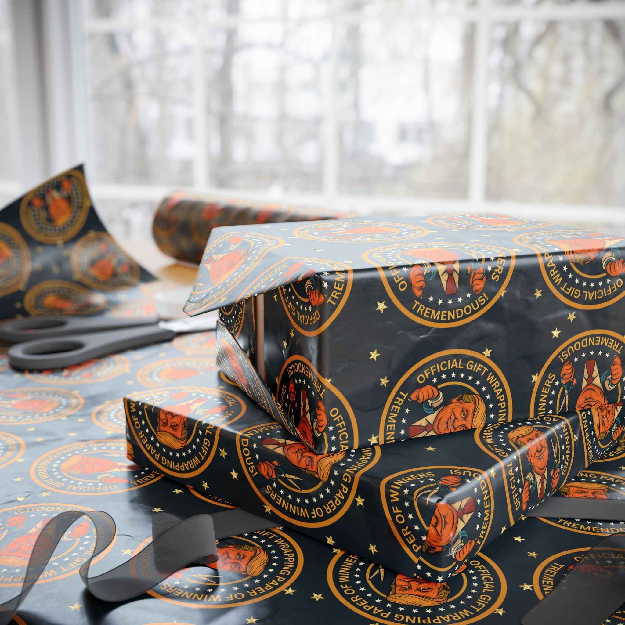 Political Parody “Official Gift Wrapping Paper of Winners” – Tremendous Seal Pattern