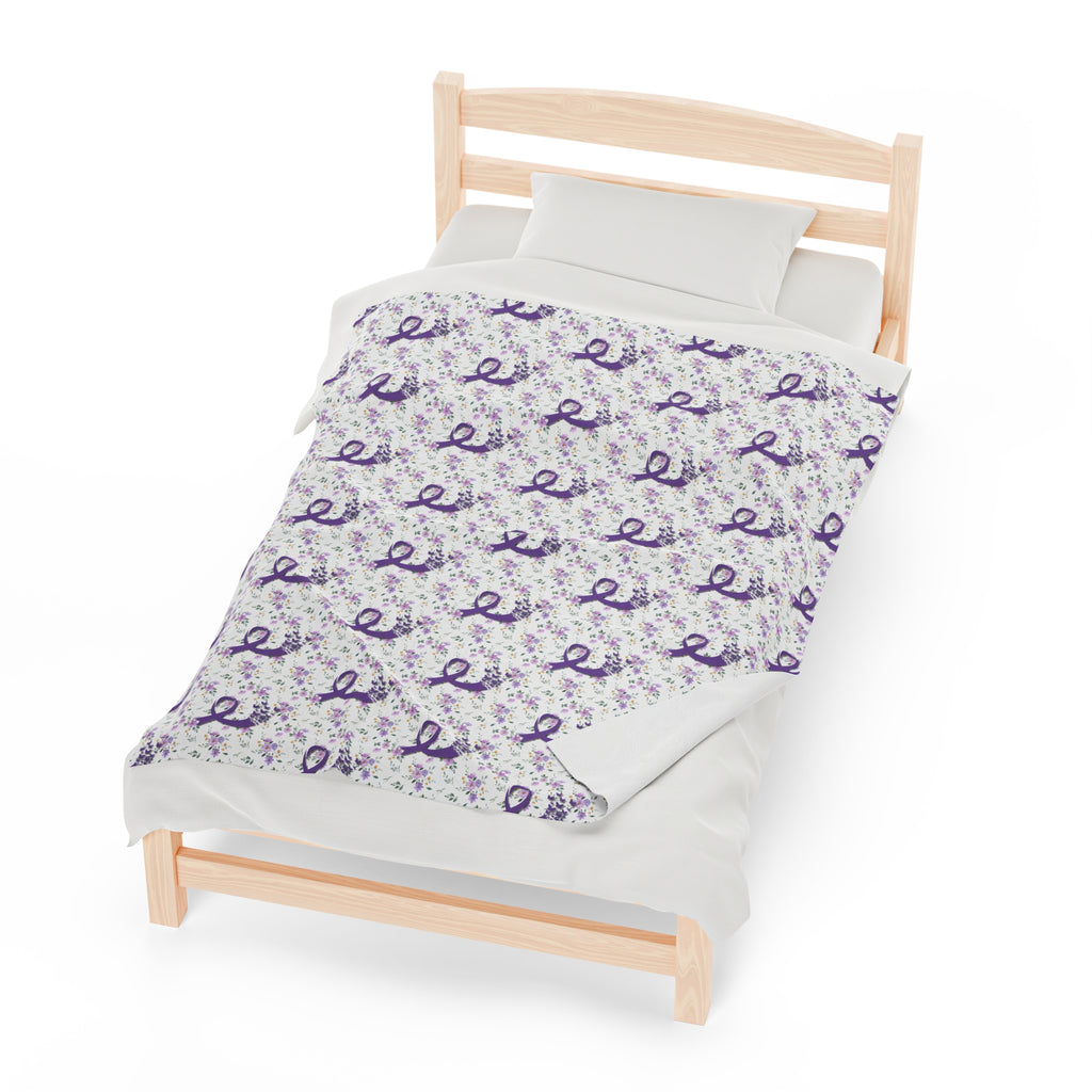 Purple Flowers Epilepsy Awareness Velveteen Plush Blanket