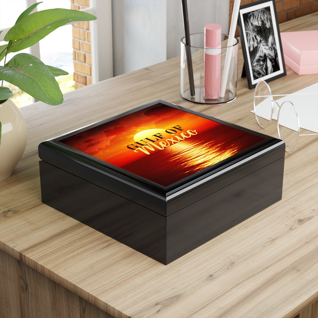 Gulf of Mexico Sunset Jewelry Box Printify