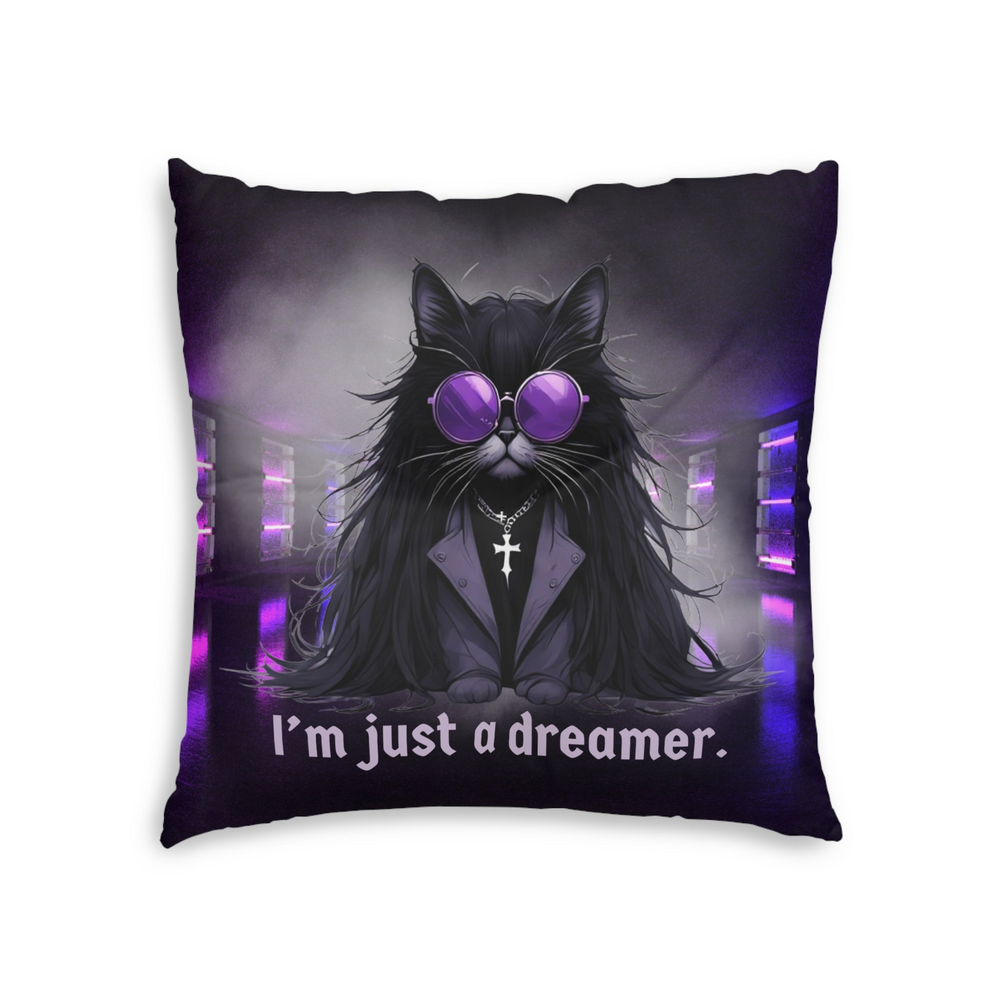 Dreamer Ozzy Cat Tufted Floor Pillow, Square