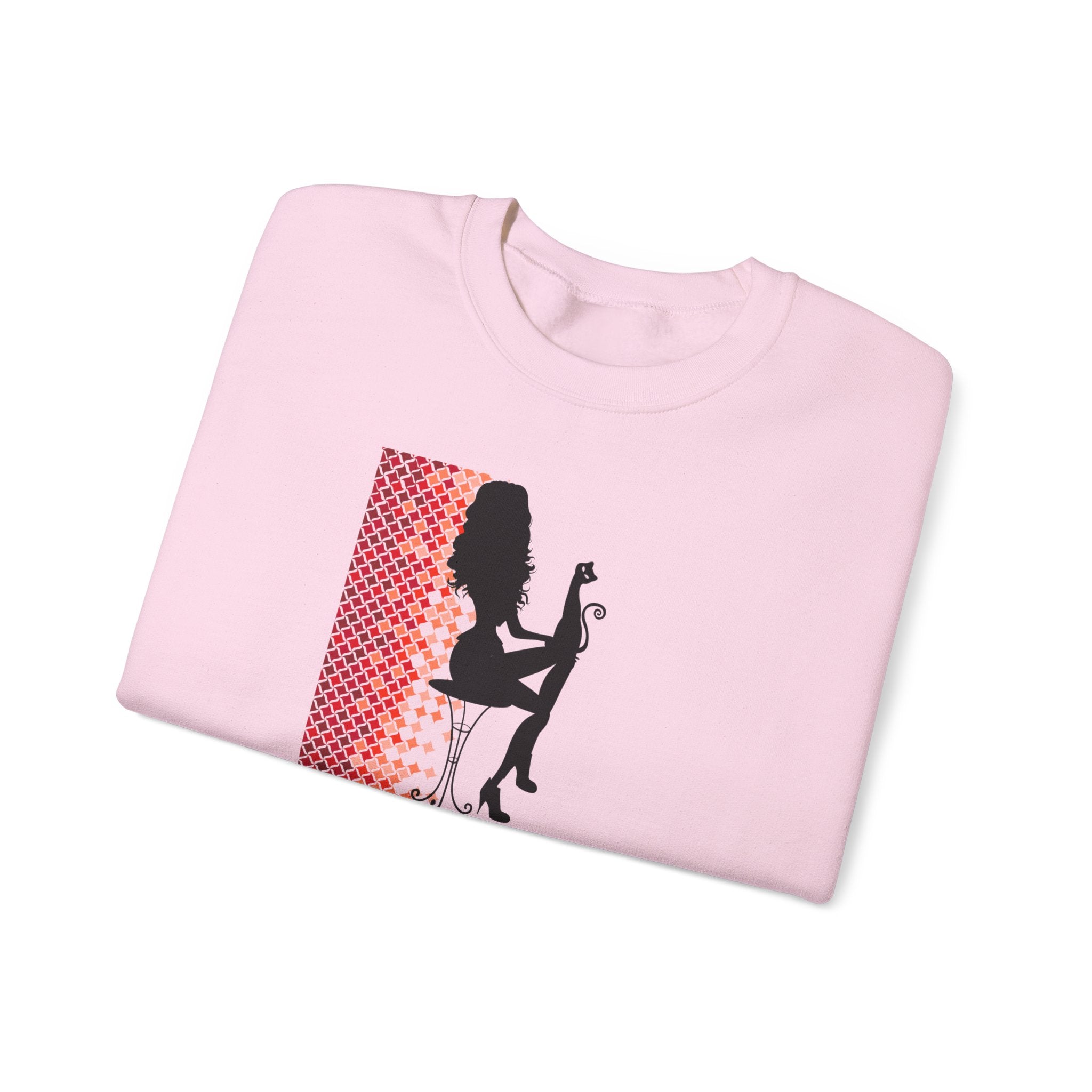 Photo depicting the ​Poised Cat Lady Heavy Blend™ Crewneck Sweatshirt from EpiAl's Shop.